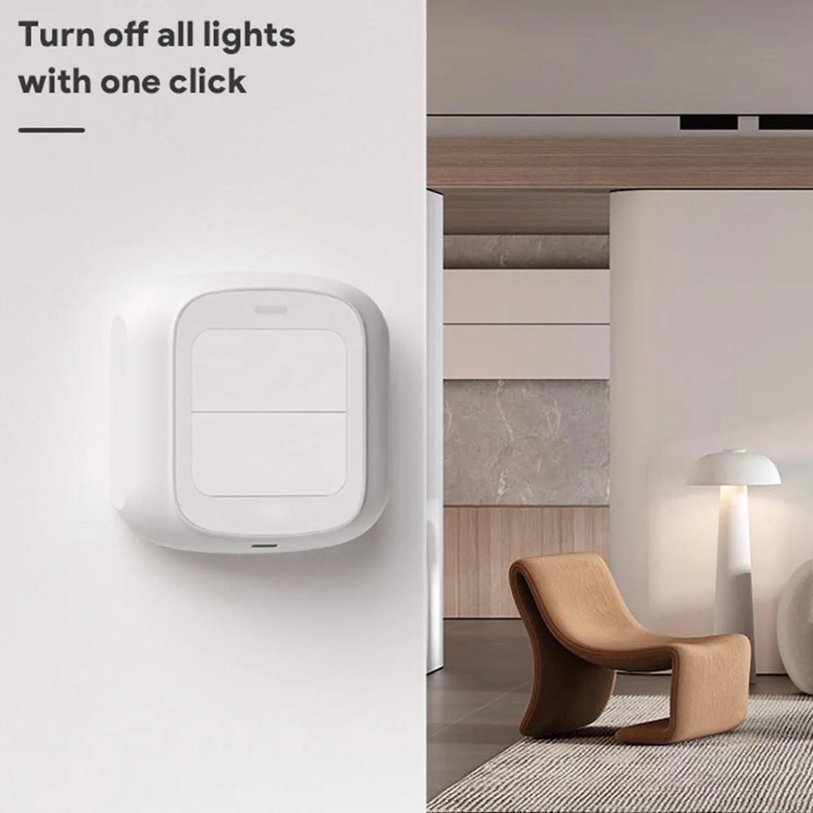 commutateur intelligent commutateur Wifi à 2 boutons commutateur de scène de répéteur intelligent Compatible avec Tuya Smart Life(Incompatible avec Alexa)