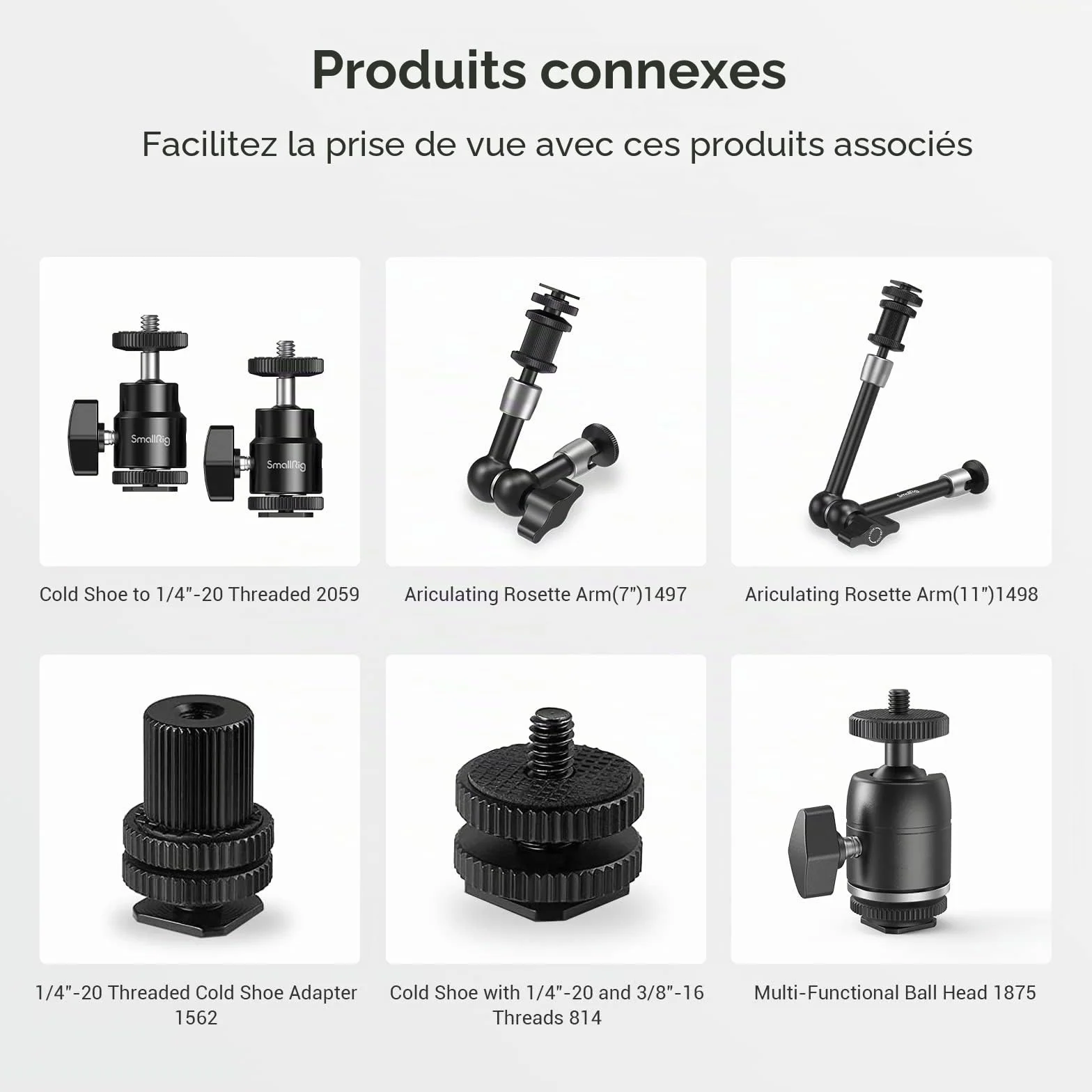 SMALLRIG Hot Shoe Mount Adaptateur Ball Head Mount Rotule Mini Moniteur Support avec Cold Shoe 761