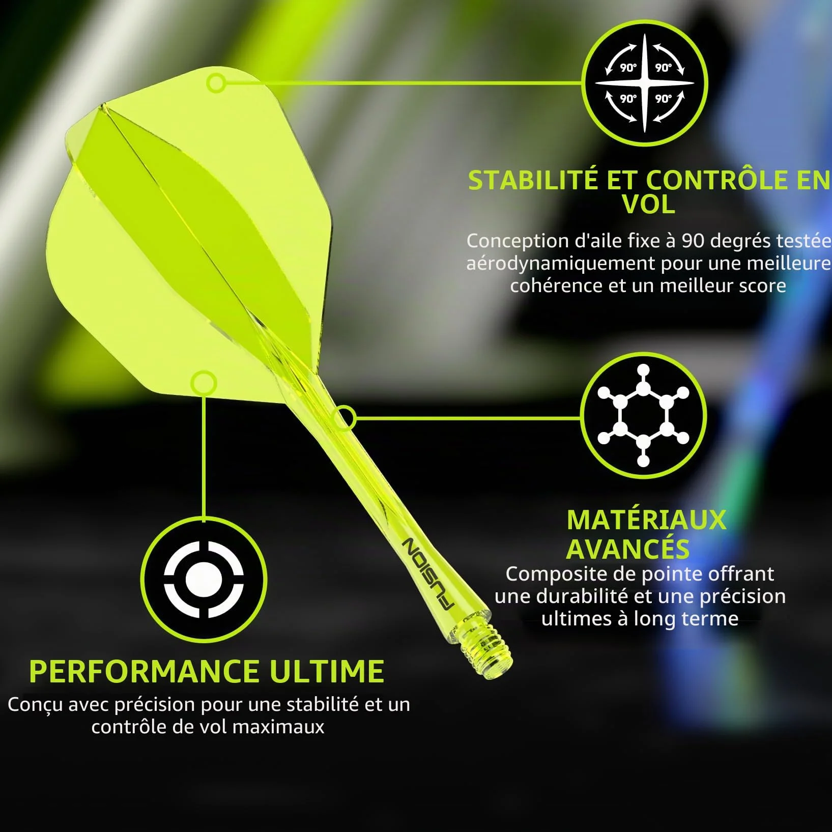 WINMAU Darts Fusion Système intégré vol arbre No6 Forme Design Court intermédiaire Moyen
