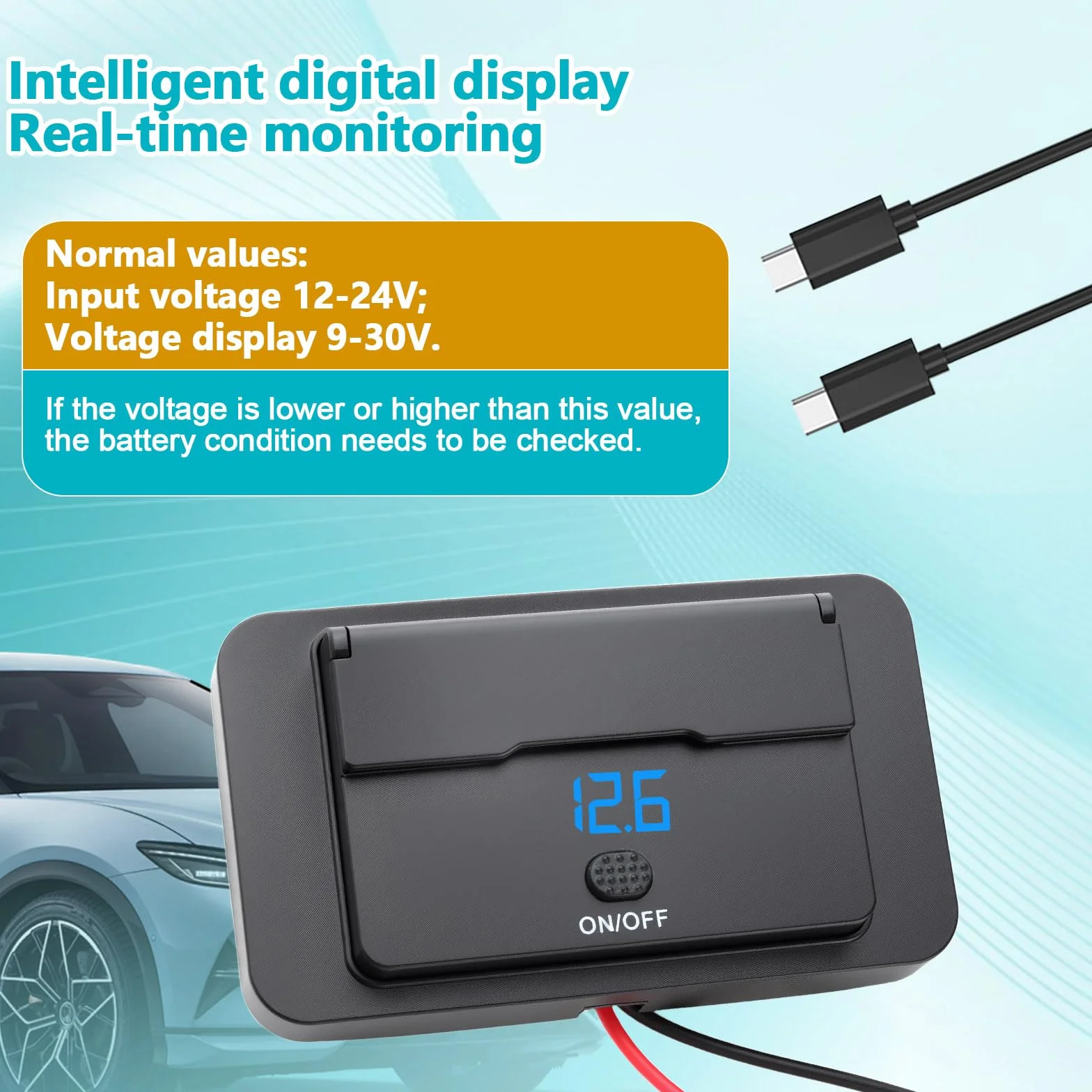 76W 4 Port Prise USB 12V Camping Car Encastrable Double 36W PD & Double 18W QC3.0 avec Interrupteur et Couvercle Etanche Prise Chargeur Voiture USB C Montage Surface pour Bus RV Camion Marine
