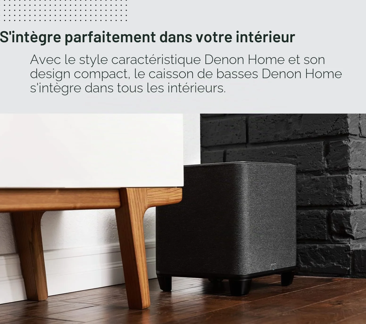 Denon Home Caisson de Basses sans Fil avec HEOS Intégré, Amplificateur Classe D Haute Performance, Woofer 8 Pouces pour Home Cinéma et Musique - Noir