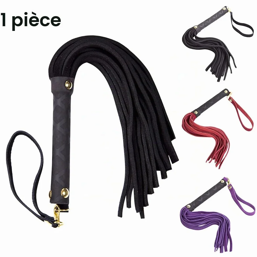 Cravache d'équitation fouet poignée souple harnais cuir synthétique outil enseignement accessoires costume noir