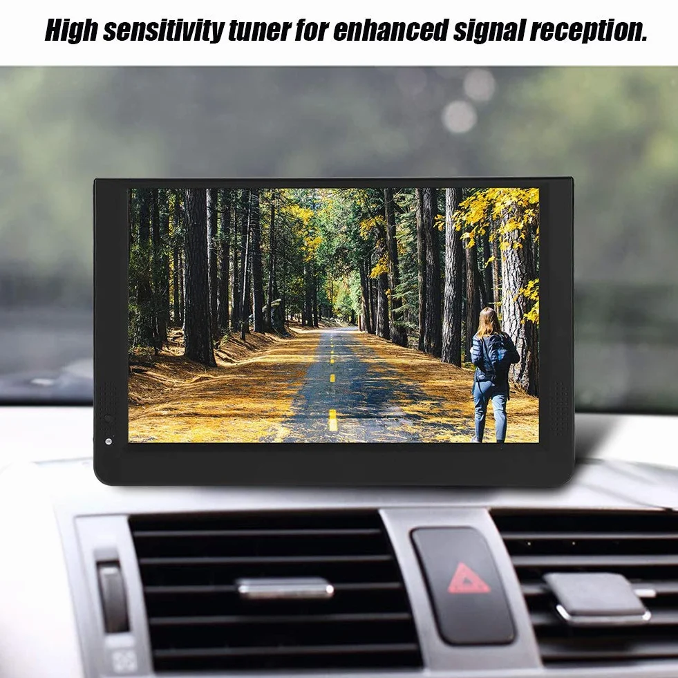 Téléviseur numérique Portable, Lecteur de télévision numérique Portable 1080P 12 Pouces 16: 9 LED, pour Chambre à Coucher, Cuisine, Caravane, Voiture, avec Support