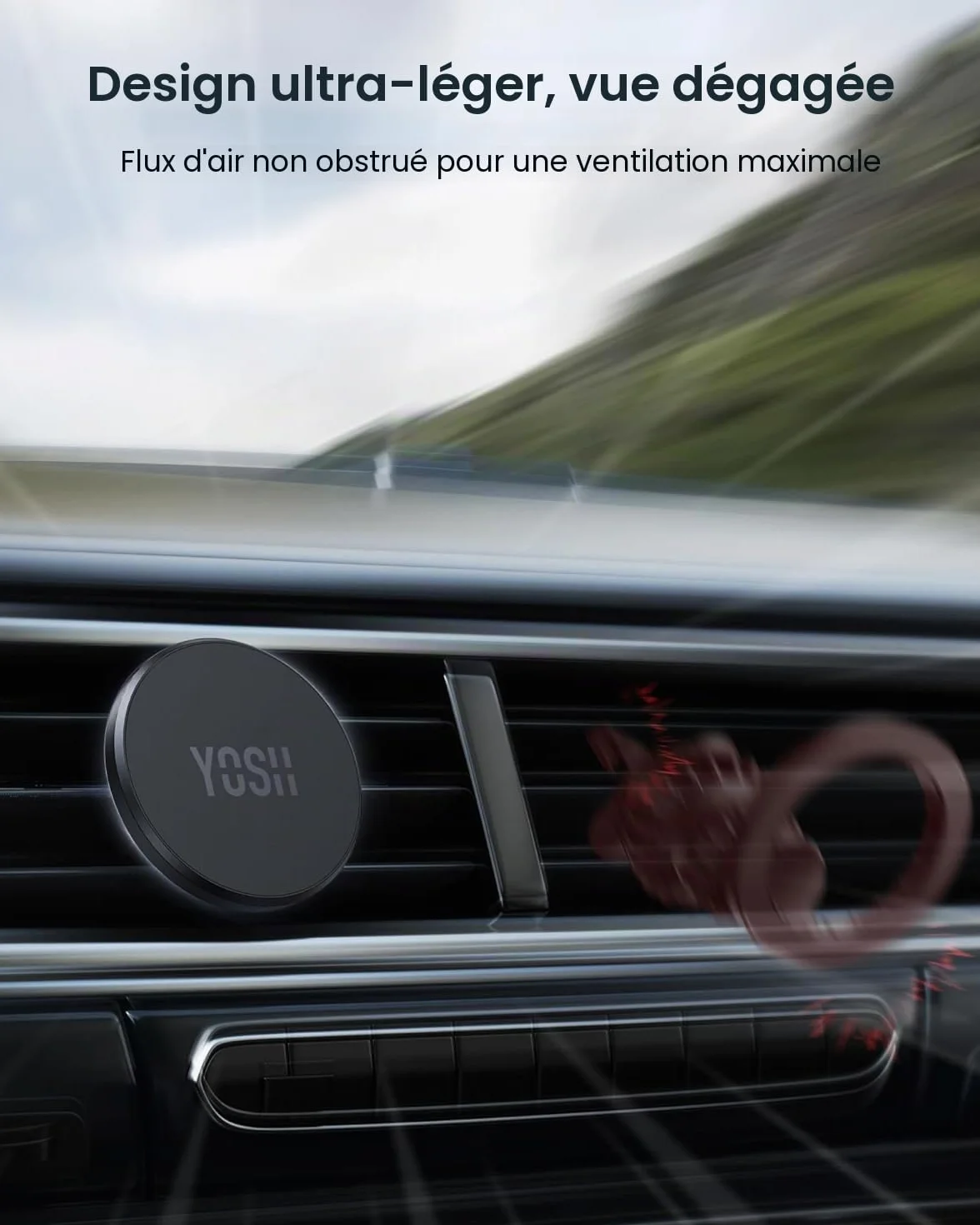 YOSH Support Téléphone Voiture pour MagSafe, Magnétique Porte Téléphone Voiture, Forte Adhérence Compatible avec iPhone 17/16/15/14/13/12 Series et Accessoires pour MagSafe