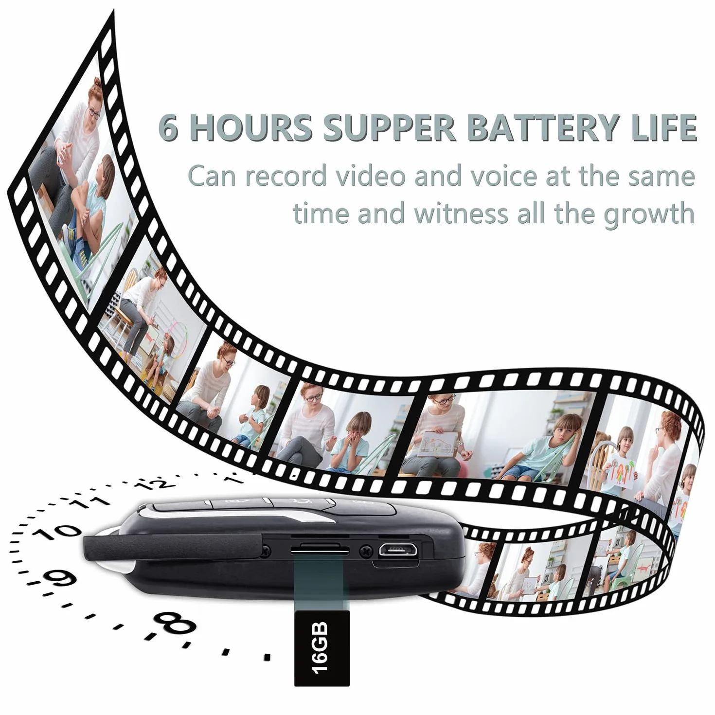 OTADUG Caméra espionne de Voiture, 16GB caméra cachée 1080P avec Enregistrement vidéo et Audio, détection de Mouvement, 8 Heures d'autonomie de Batterie, 16GB