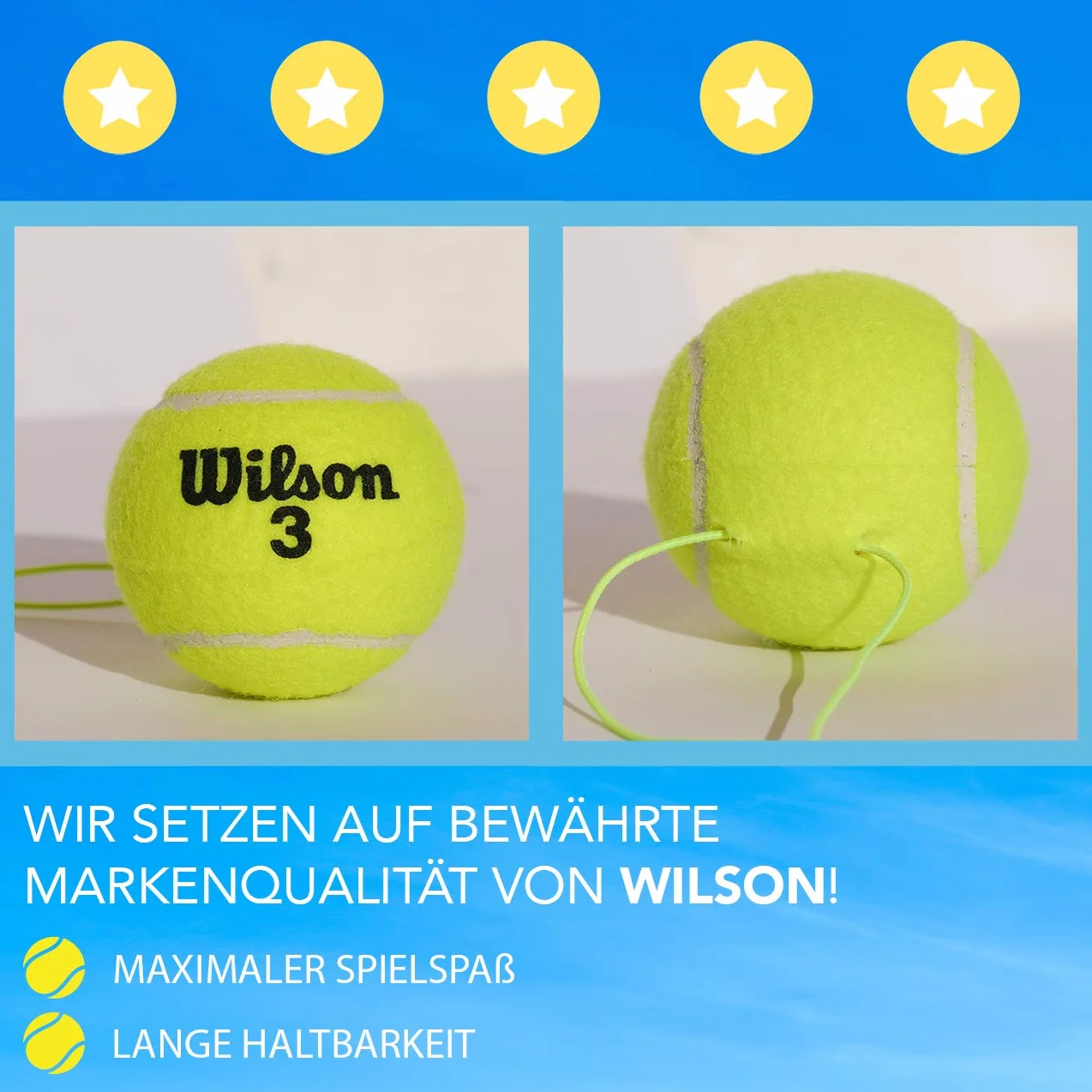Wilson Lot de 2 Balles avec Cordon Entraîneur Tennis Padel