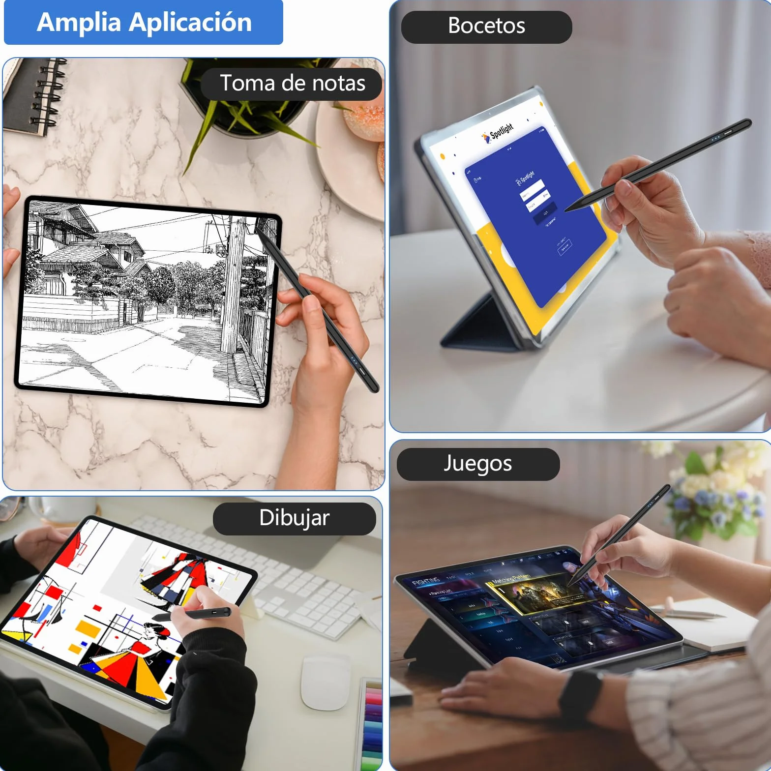 Stylet Capacitif Universel Compatible avec Lenovo, Samsung, Huawei et Mi Tablette, Noir