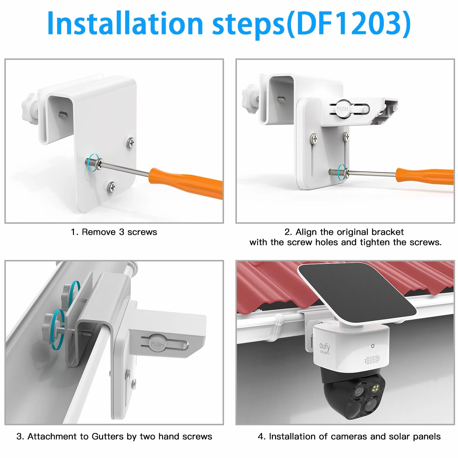 HOLACA Support de caméra pour eufy Security SoloCam S340, support de gouttière pour eufy Security SoloCam S340, support de gouttière + couvercle de caméra