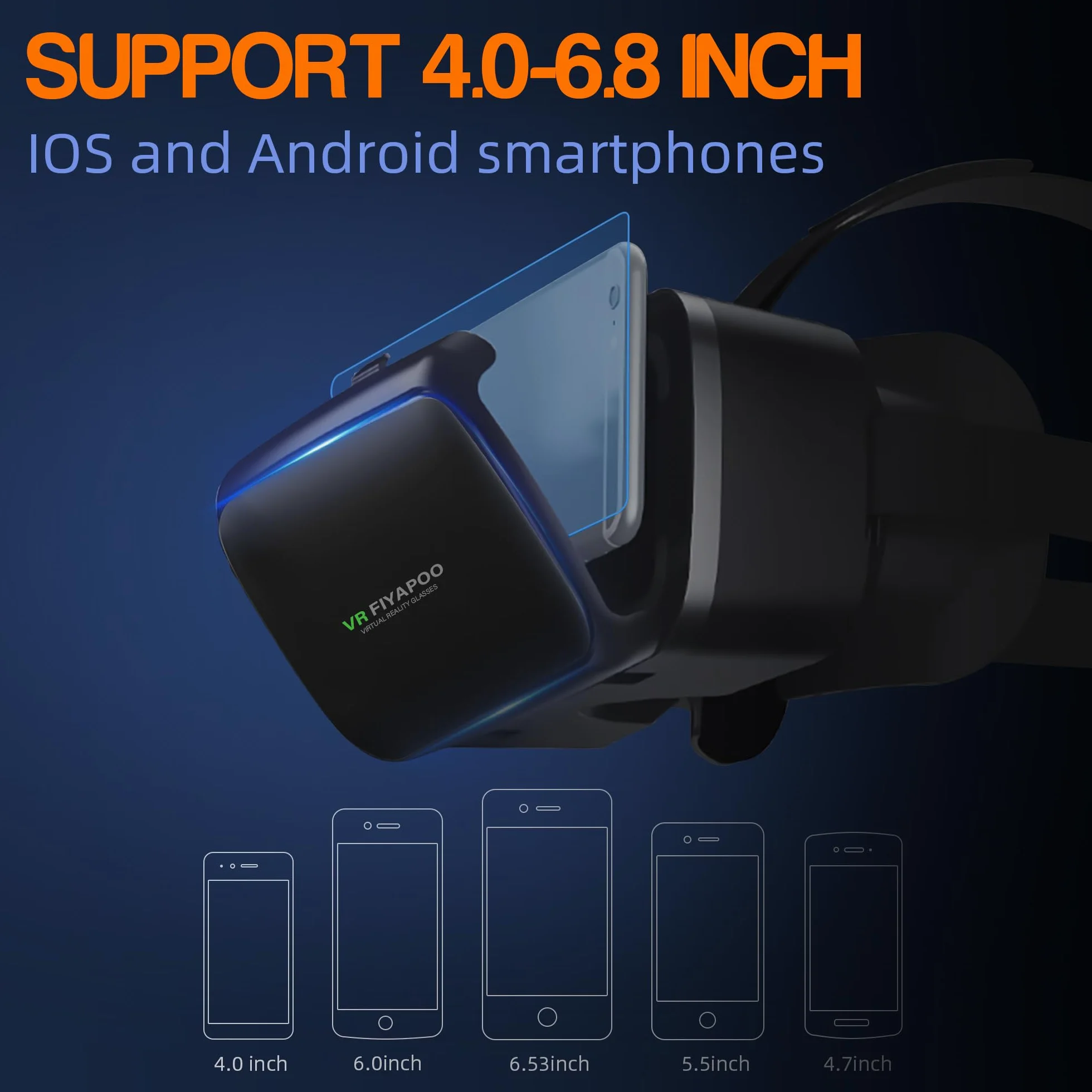 Casque VR 3D pour Smartphone, Lunettes de Réalité Virtuelle HD, Compatible 4,7-6,7 Pouces