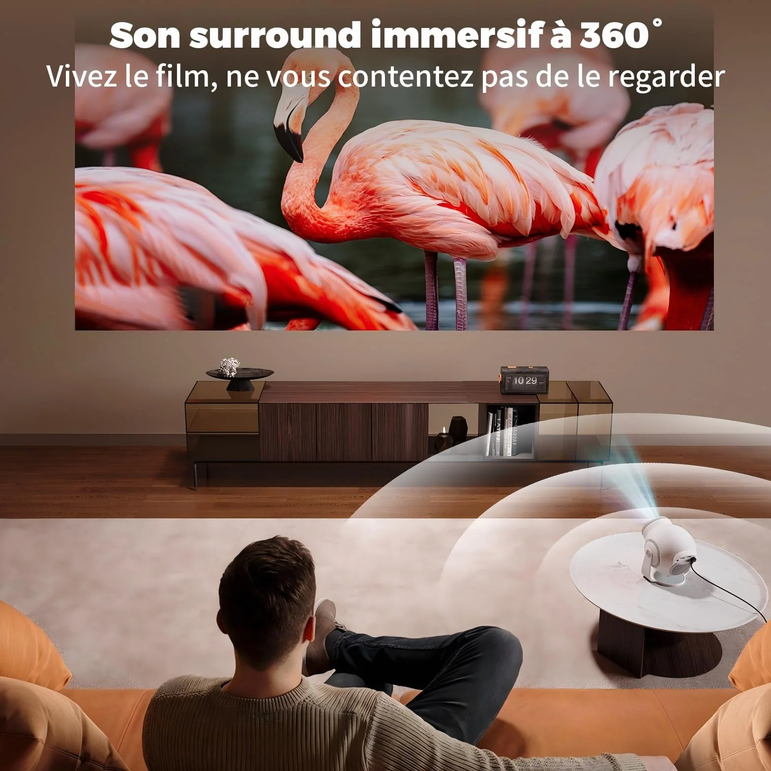 [App intégrée] Mini Projecteur Portable WiFi 6 et Bluetooth 5.4, 480 ANSI Lumens, Vidéoprojecteur 1080P et Décodage 4K, Projecteur Vidéo pour Chambre, Cinéma à Domicile et Extérieur