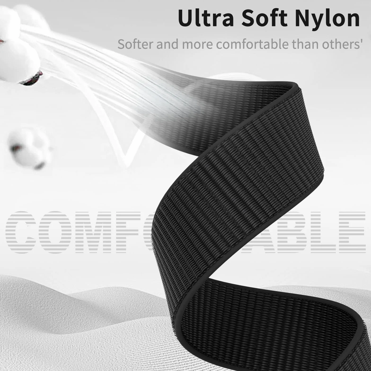 AMSKY Boucle Sport Nylon Compatible avec Bracelet Apple Watch Se 40mm 44mm 46mm 42mm 45mm 41mm 38mm 49mm, pour iWatch Serie 11 10 9 8 7 6 5 4, SE Ultra 3 2 1, Noir, 46mm/44mm/45mm/49mm