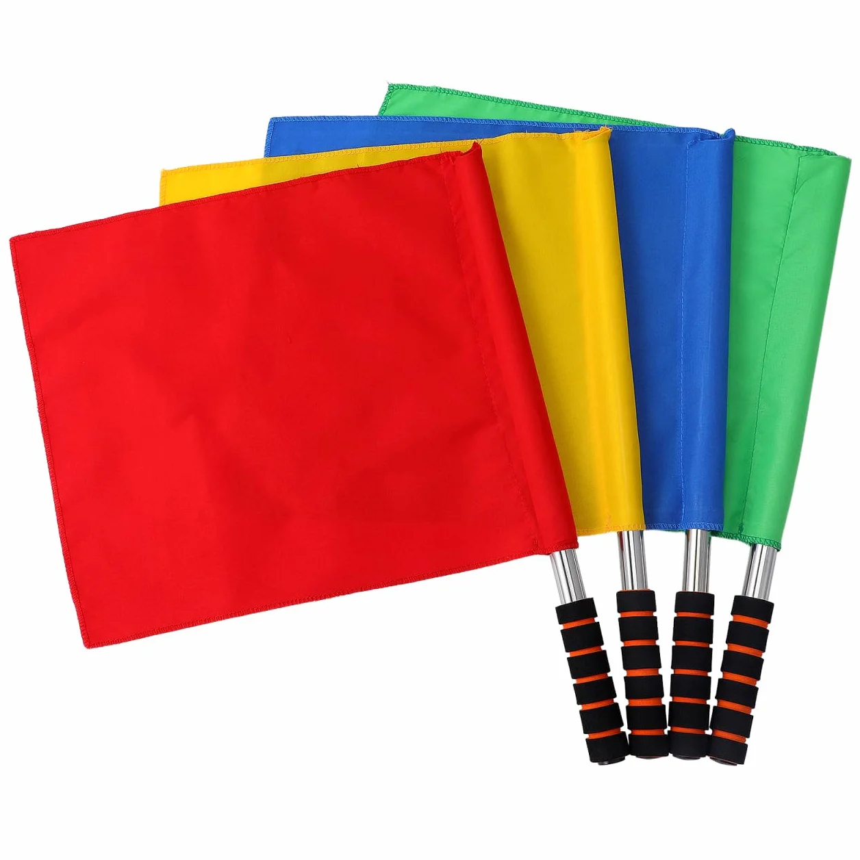 ORFOFE Drapeaux de Signalisation pour Arbitres 4 pièces Poignée Antidérapant Rouge Jaune Bleu Vert