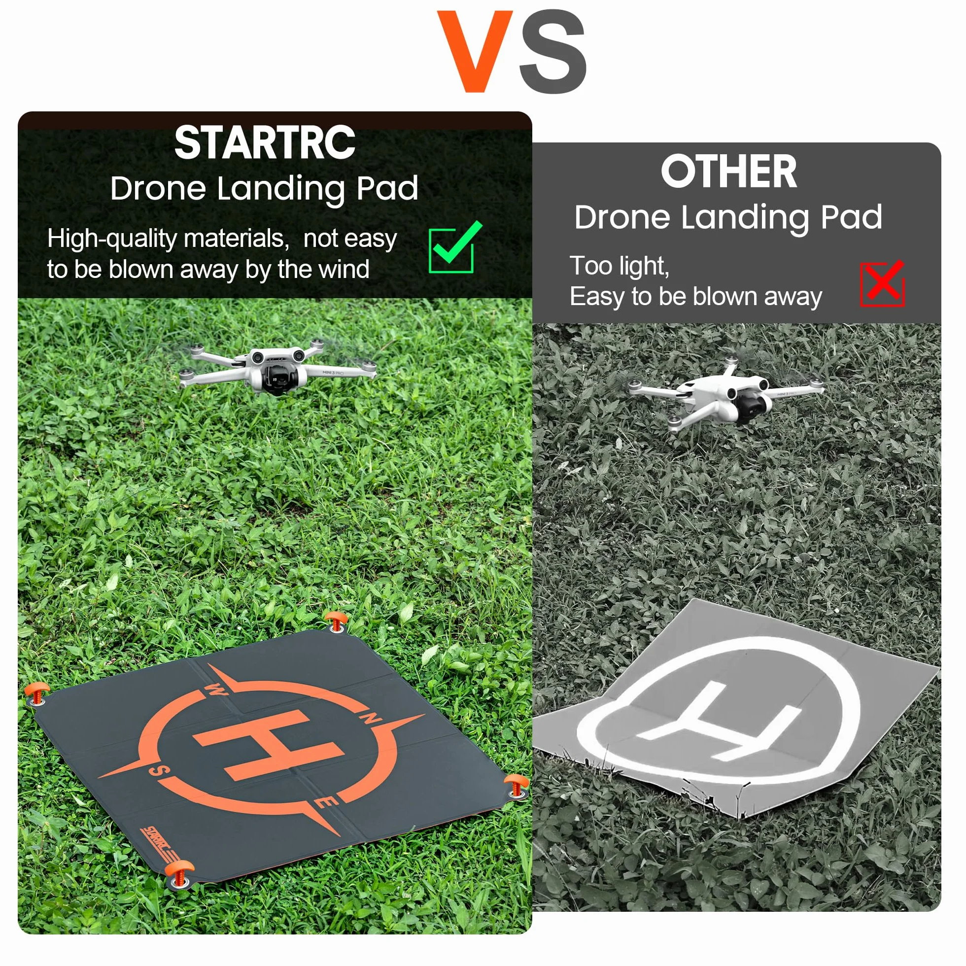 STARTRC Drone Landing Pad,50cm(19”) RC Hélicoptère Piste Pliable d'atterrissage pour DJI Mini 4k/Mini 4 pro/Avata 2/Mini 3 Pro/Mini 2 SE/Mavic 3/Air 3/ Mavic Mini 2/Mavic Air 2/Mavic 2 /FPV Drone
