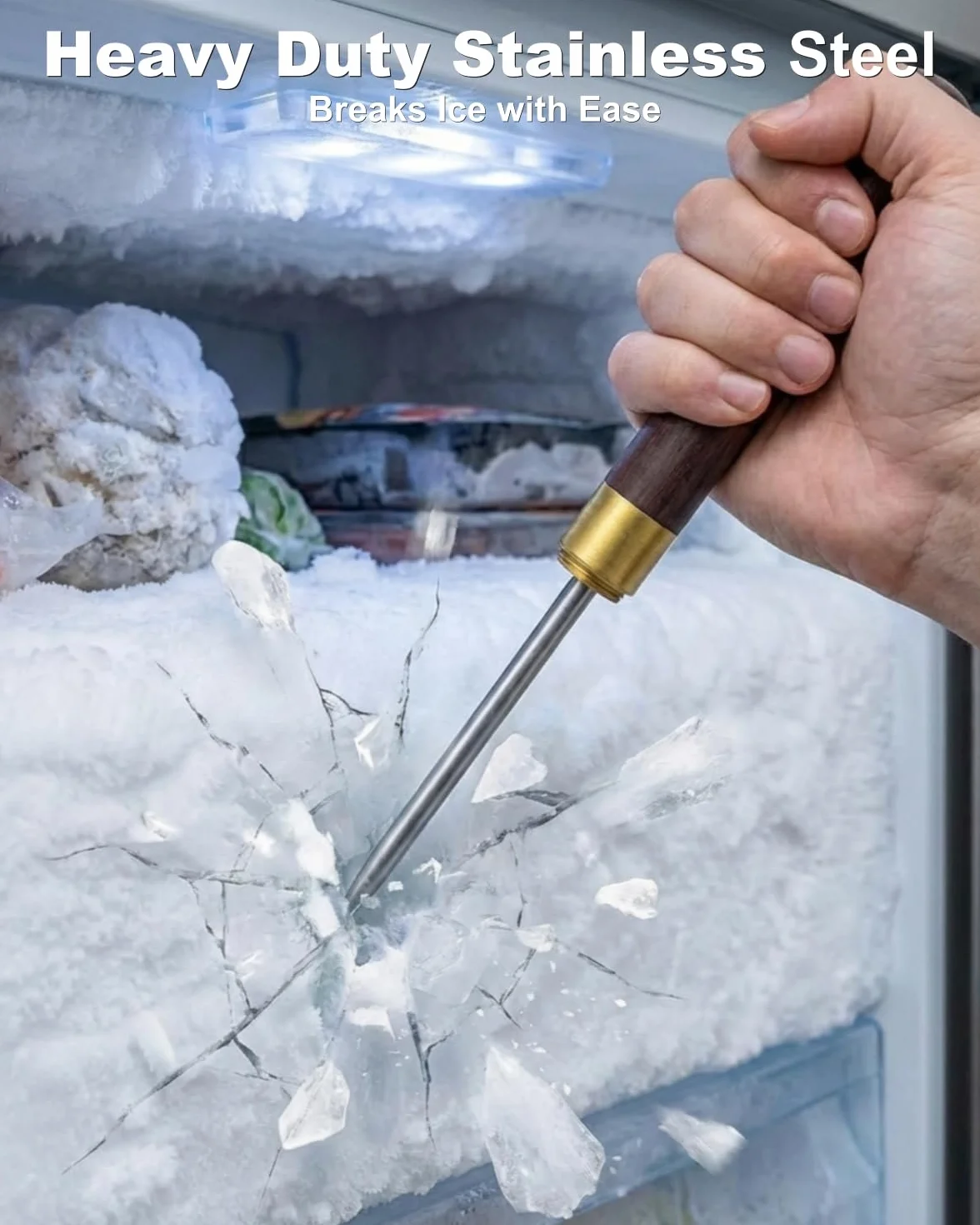 Broyeur à glace en acier inoxydable avec couvercle de sécurité – Pic à glace robuste pour cocktails, whisky, gin
