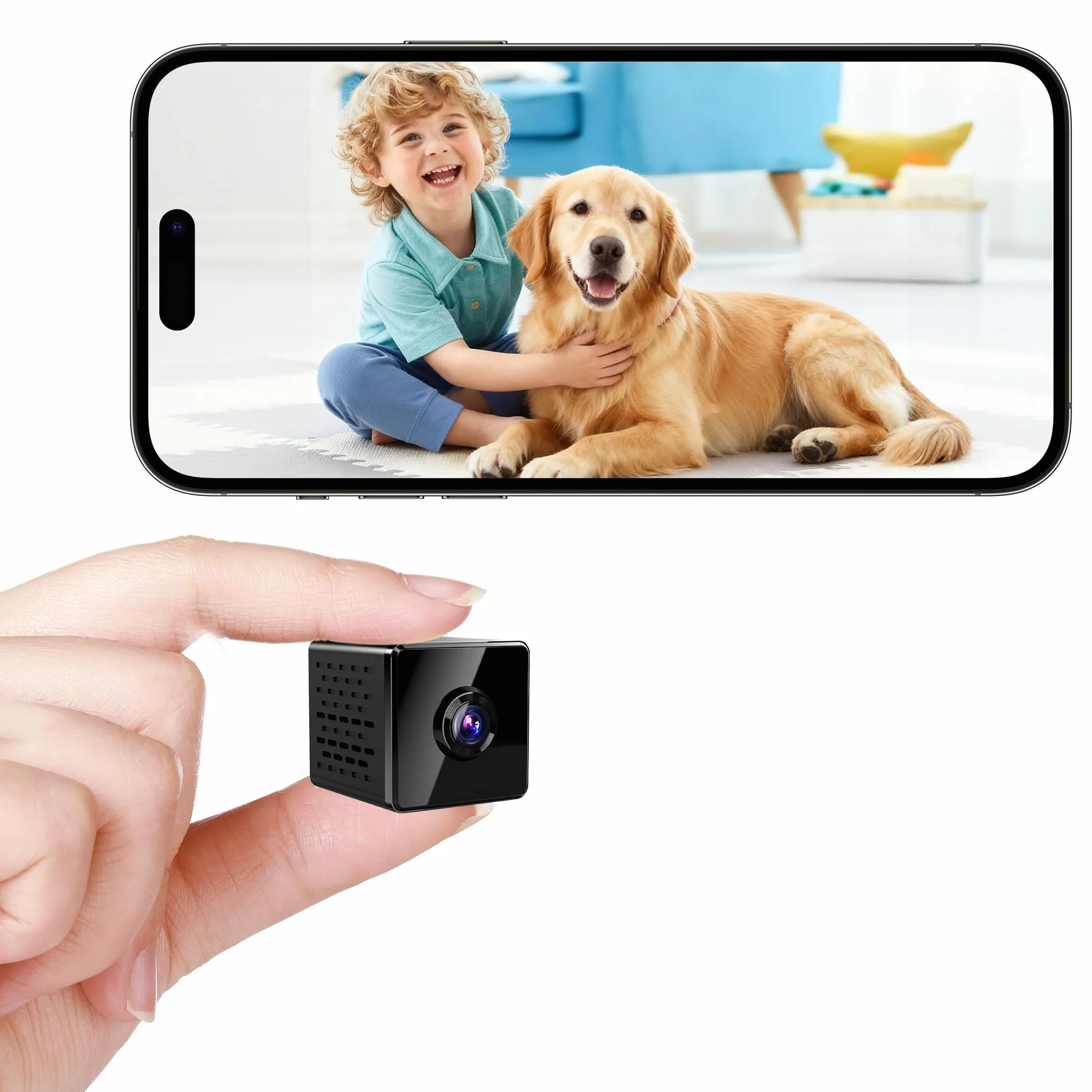 Caméra Espion Mini 4K Vision Nocturne WiFi - Caméra de Sécurité Intérieure Détection de Mouvement - Stockage Cloud Carte SD Batterie Intégrée