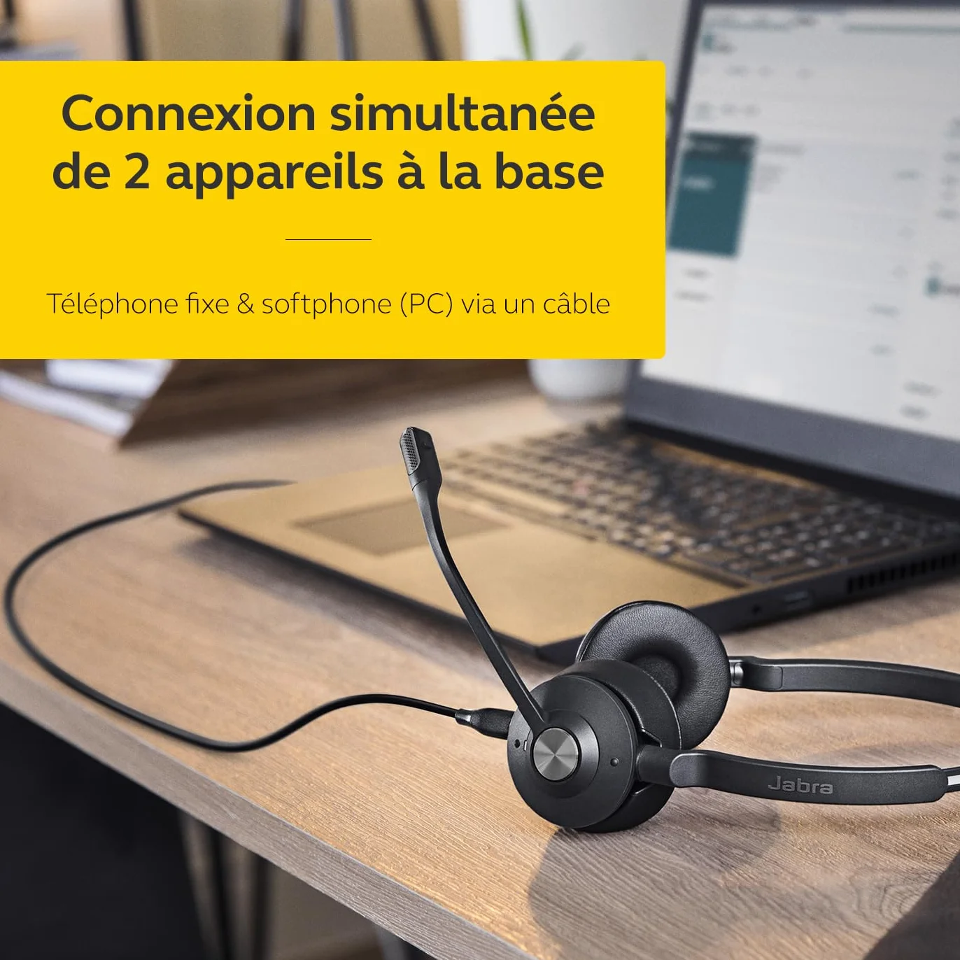Engage 65 SE Casque Mono, Base, Alimentation électrique, câble USB-C vers USB-A de 1,5 m, câble de téléphone de Bureau, Guide de démarrage Rapide, Garantie et Avertissement (câbles de sécurité)