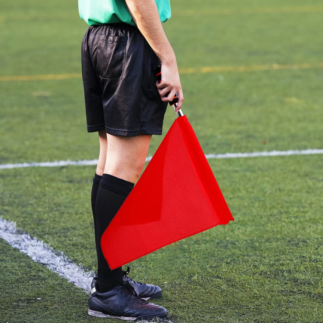 ORFOFE Drapeaux de Signalisation pour Arbitres 4 pièces Poignée Antidérapant Rouge Jaune Bleu Vert