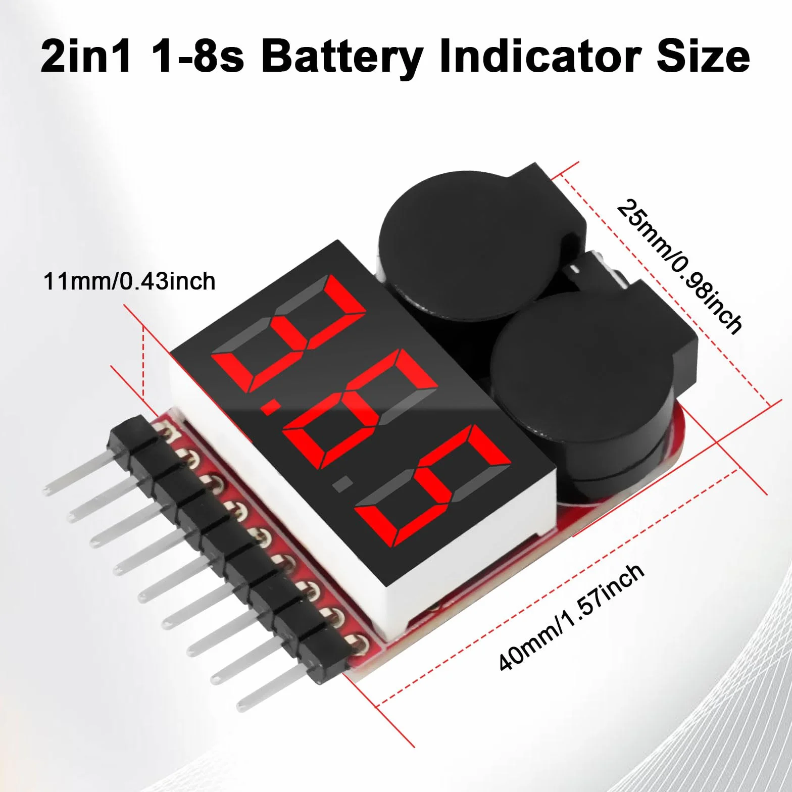 RUIZHI 1-8S Lipo Testeur Batterie Moniteur, Alarme de Basse Tension de Batterie au Lithium, Indicateur de Niveau Testeur de Batterie avec Indicateur LED pour Lipo/Life/LiMn/Batterie Li-ion(6 Pièces)