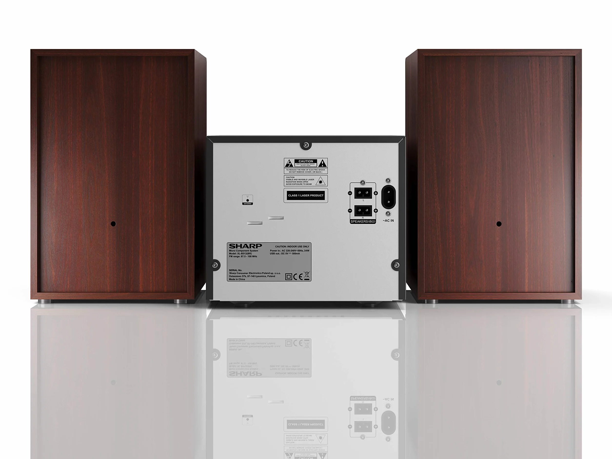 Sharp XL-B512(BR) Micro Chaîne Stéréo avec Radio FM, Bluetooth 5.0, CD-MP3, Haut-parleurs en Bois, 45 W Marron