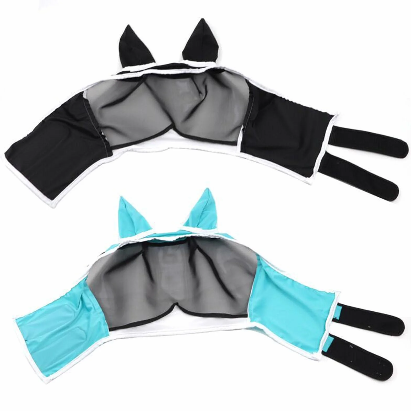 Masque anti-mouches cheval protection nasale UV, couvre-nez maille respirante poney cob shetland, fermeture velcro réglable