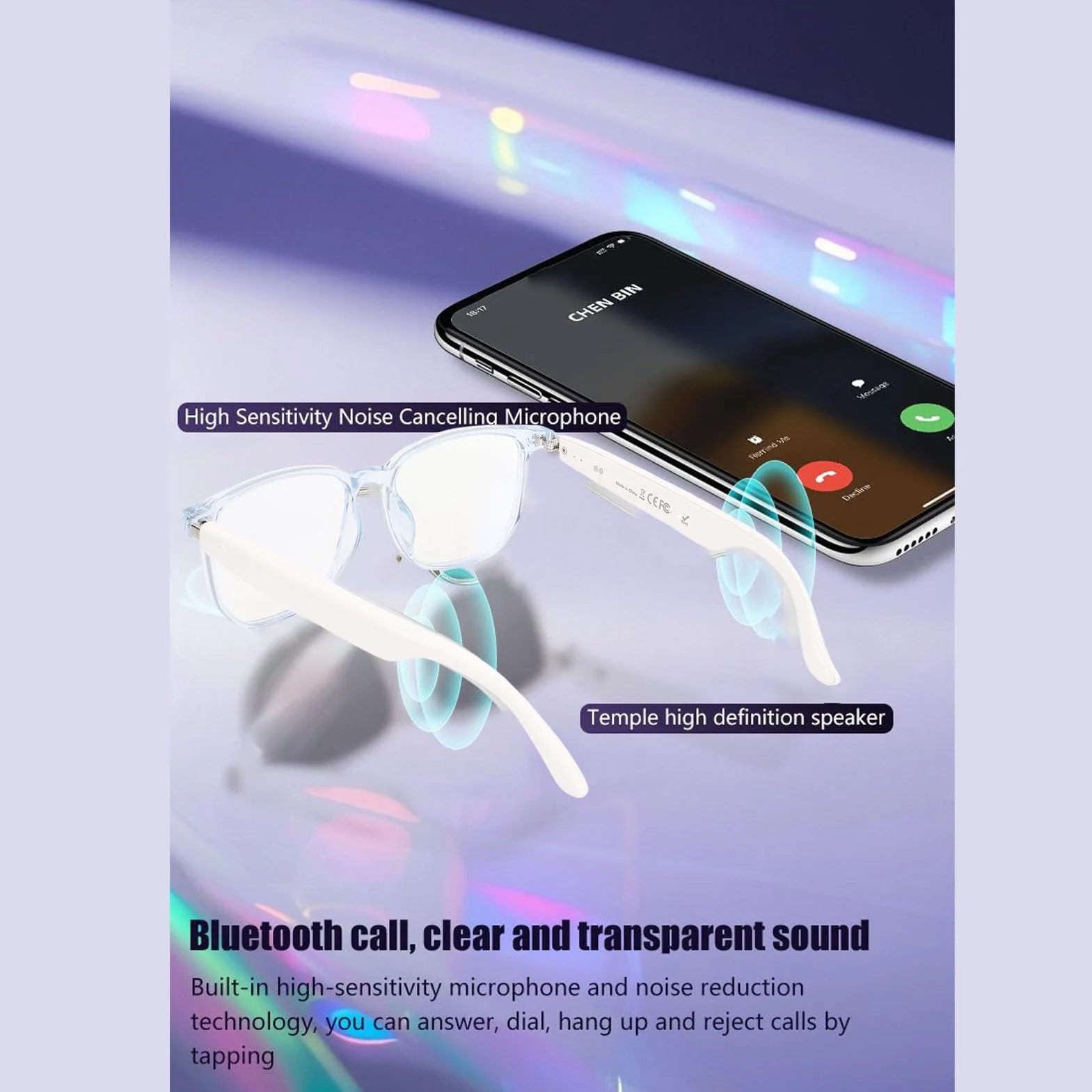 Jectse Lunettes Intelligentes AI avec Caméra, Lunettes D'enregistrement Vidéo HD 1080P, Audio BT, de Caméra de Sport de Plein Air, avec Musique, Appels Mains Libres et (Blue)