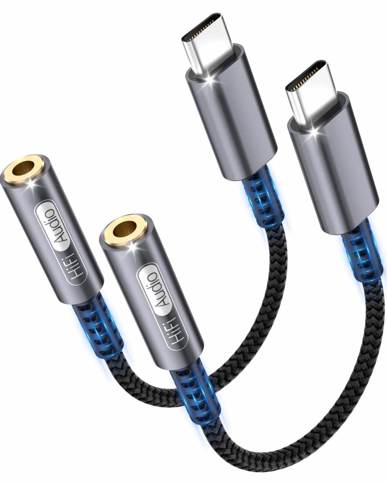 Adaptateur USB C vers Jack 3.5mm Lot de 2, USB C Casque Audio DAC Type C vers Aux Compatible iPhone 16 15 iPad Samsung S25 S24, Gris