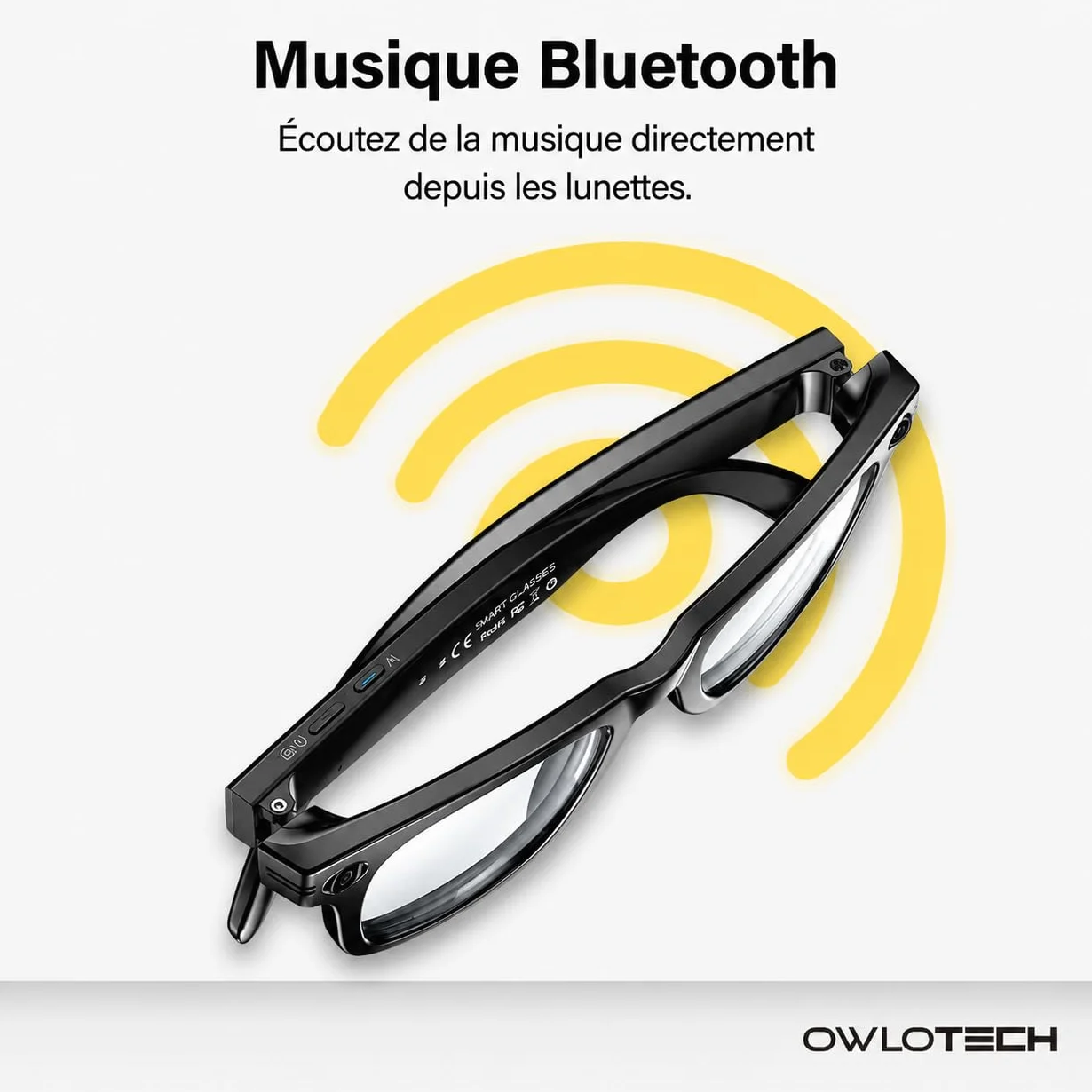 Lens AI Lunettes intelligentes avec appareil photo 32 Mpx, 32 Go, WiFi et Bluetooth, traduction en temps réel, contrôle vocal et tactile, IP65 (verre photochromique)