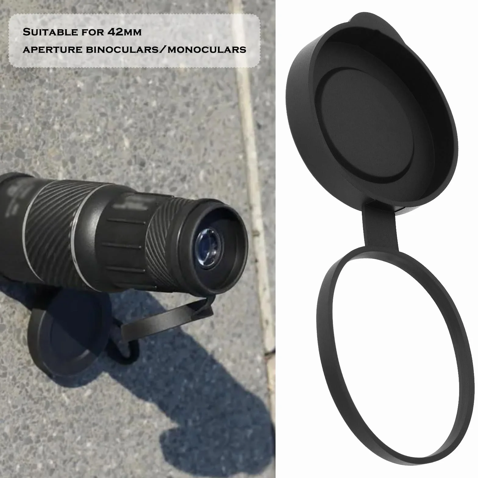 2 Pièces Capuchons d'objectif en Caoutchouc Couvercle de Protection d'objectif Compatible avec 8x42 10x42 12x42 Jumelles Monoculaires, Noir