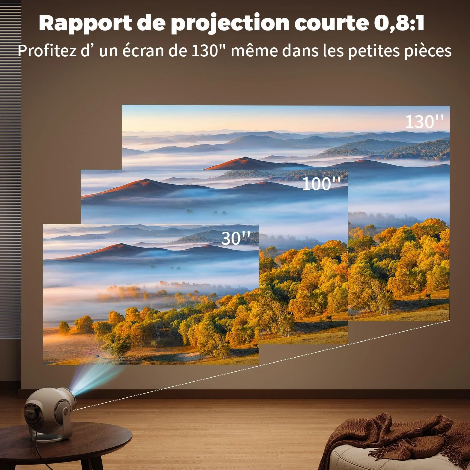 [App intégrée] Mini Projecteur Portable WiFi 6 et Bluetooth 5.4, 480 ANSI Lumens, Vidéoprojecteur 1080P et Décodage 4K, Projecteur Vidéo pour Chambre, Cinéma à Domicile et Extérieur