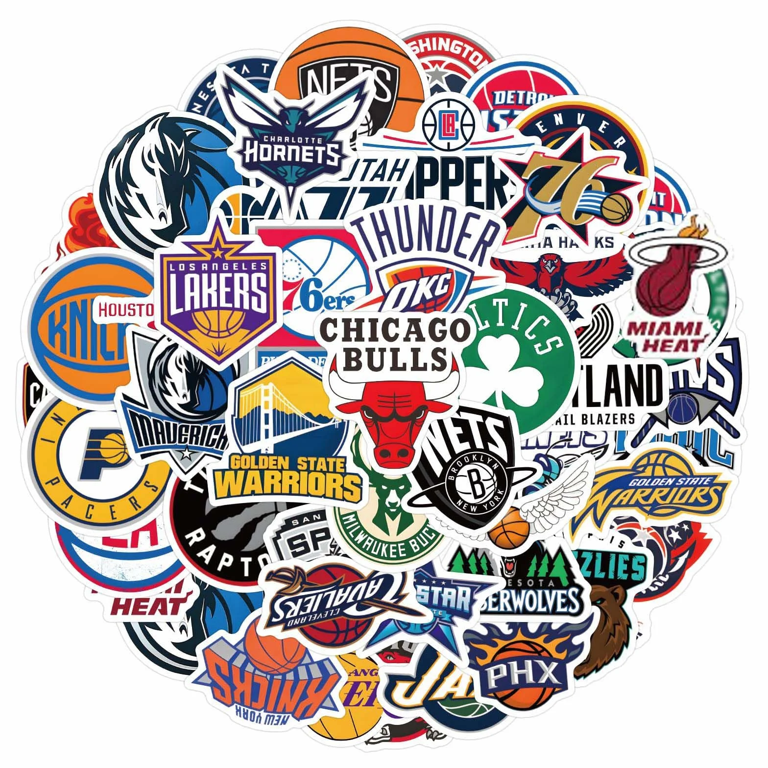 Autocollants de basketball Pack 60 PCS en vinyle pour voiture bouteilles adolescents
