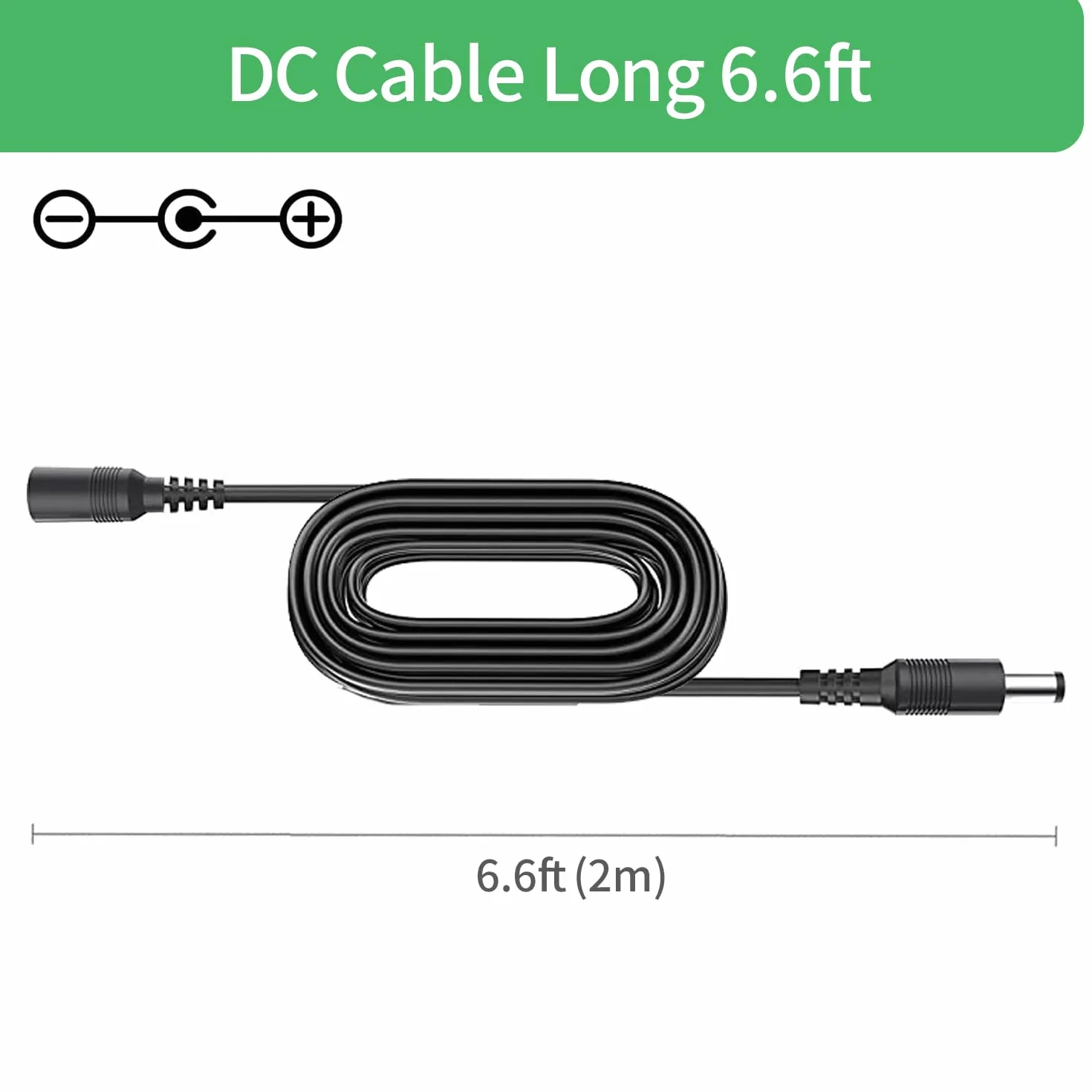 Lot de 2 rallonges d'alimentation CC 5,5 mm x 2,1 mm, pour caméra de vidéosurveillance, caméra IP WiFi, DVR, Bande LED, câble d'extension Adaptateur d'alimentation DC, Noir, 2 m