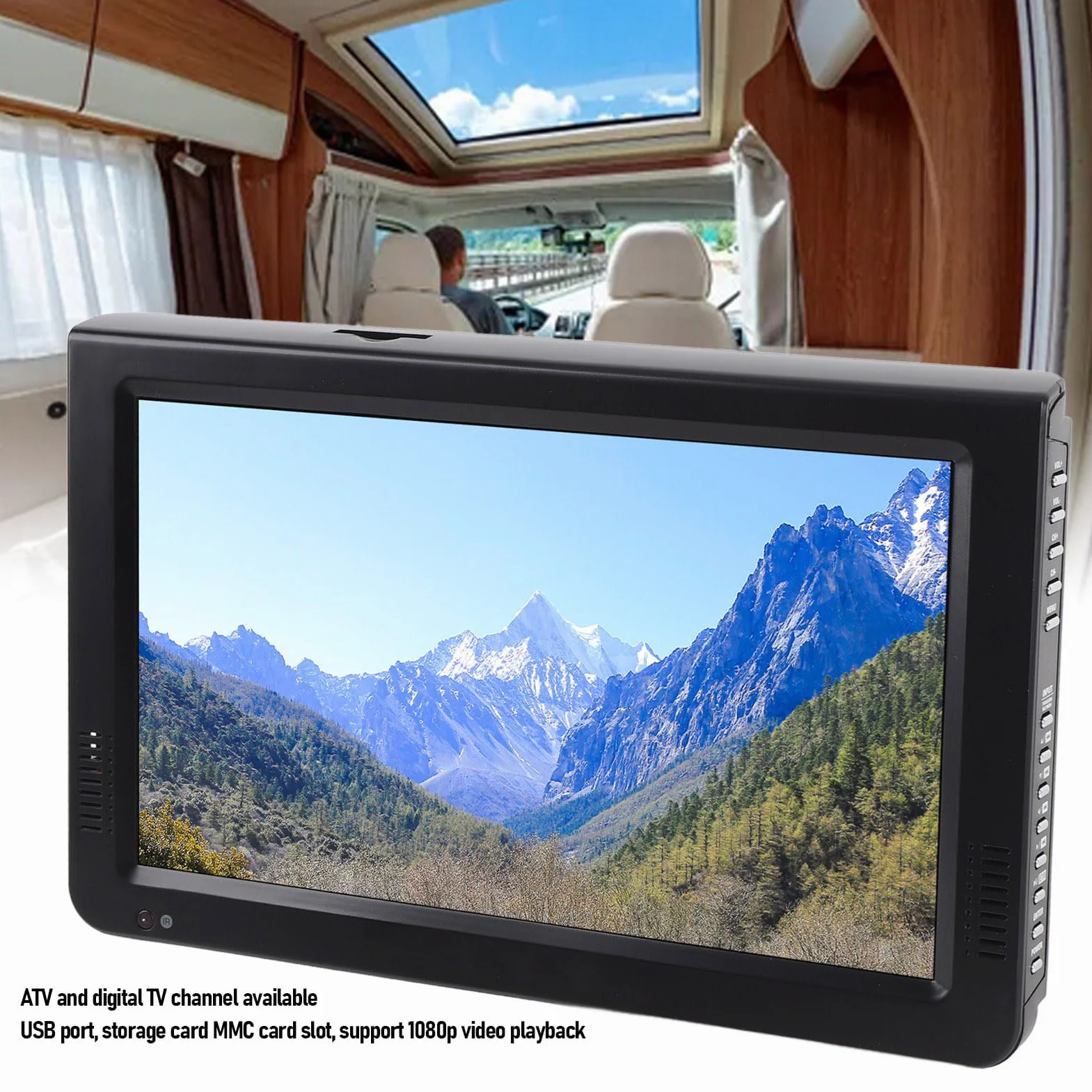 TV Numérique Portable de 10 Pouces, Petit Téléviseur avec Affichage LED HD, Tuner ATV/Numérique, Batterie 4000mAh et Prise en Charge de la Carte USB/SD pour Une Utilisation