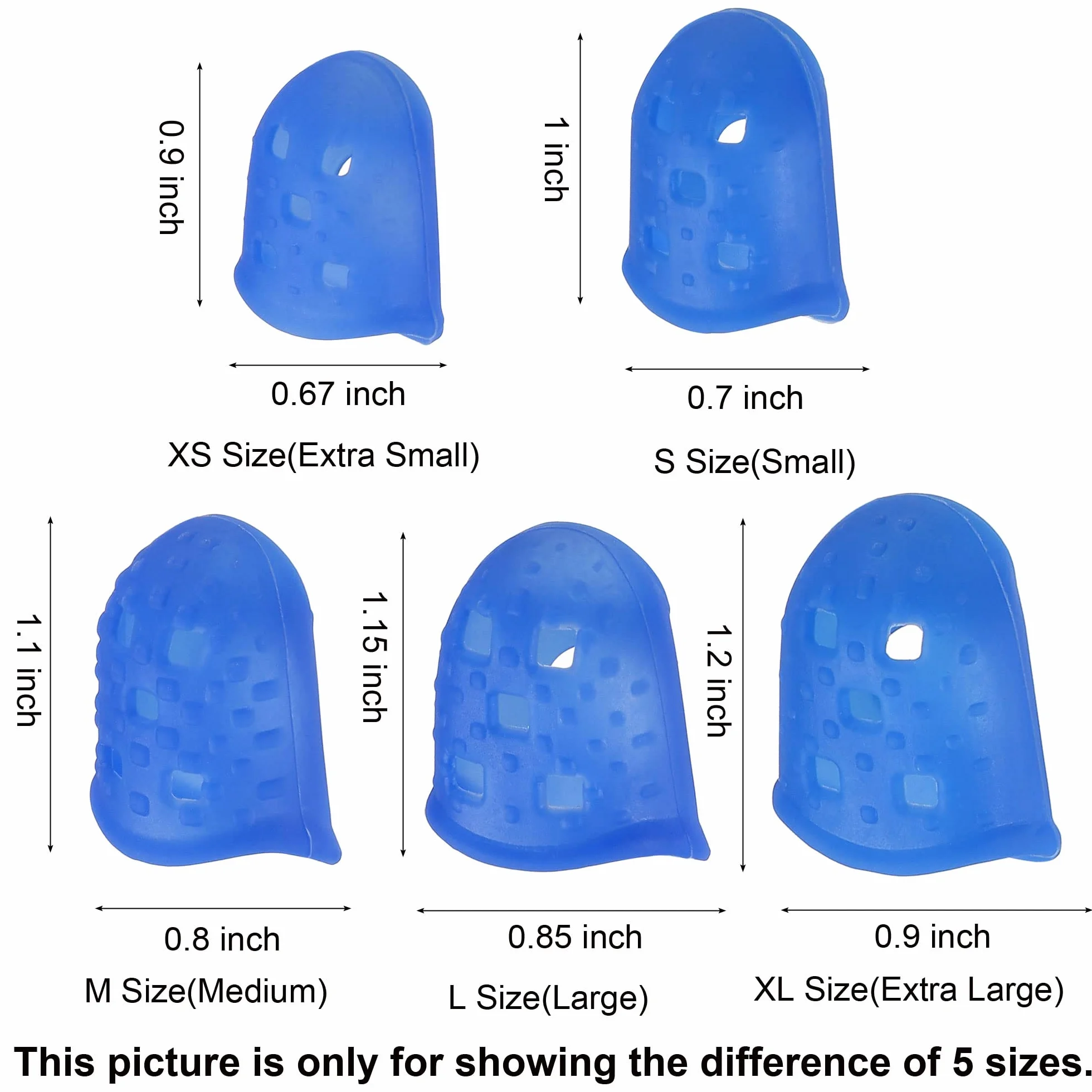 PATIKIL Antidérapant Embouts de Doigts 29mm Silicone Protection pour Triage Couture Guitare, 20 pcs, Clair Bleu
