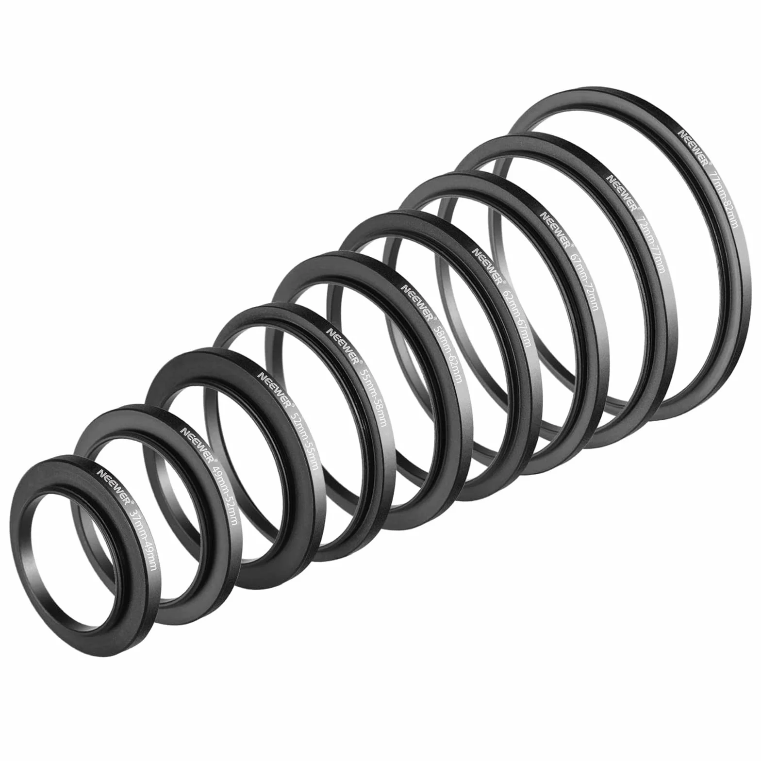 Neewer Lot de 9 Anneaux de Filtre en Aluminium anodisé, 37-82mm