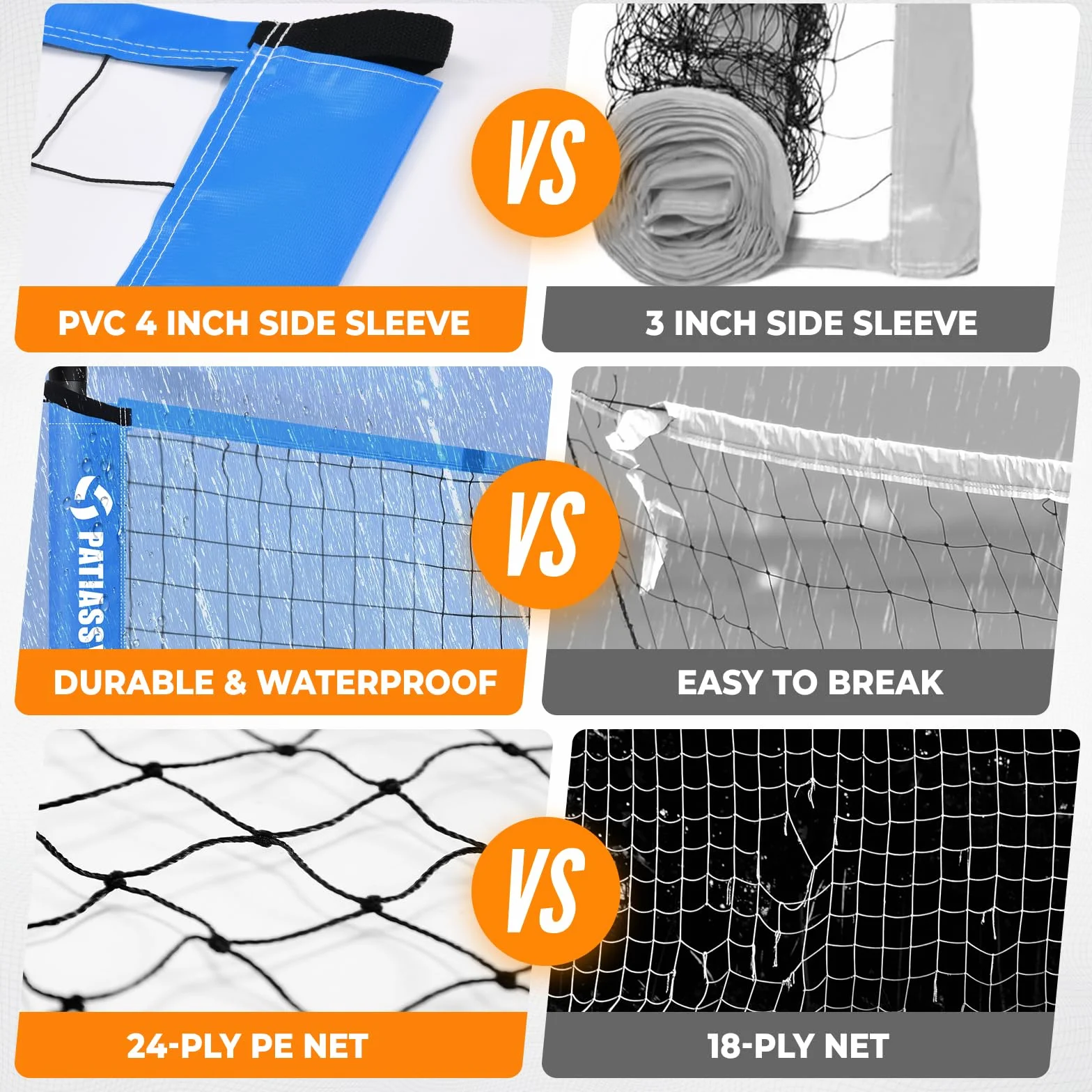 Filet de volleyball professionnel avec poteaux en acier réglables et ballon en polyuréthane pour plage et jardin