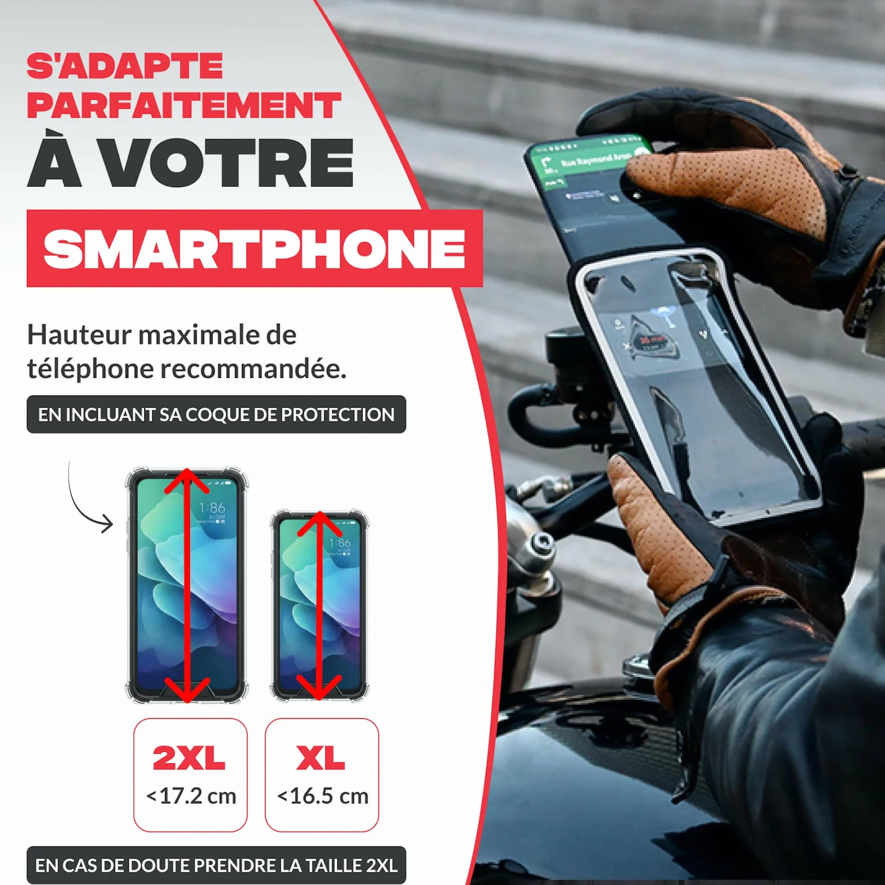 Shapeheart Support Téléphone Moto Pro Magnétique - Fixation Vissée Anti-Vibrations Guidon - Pochette Étanche XL Tactile - Housse Imperméable Moto, Scooter - Système Stable et Amovible