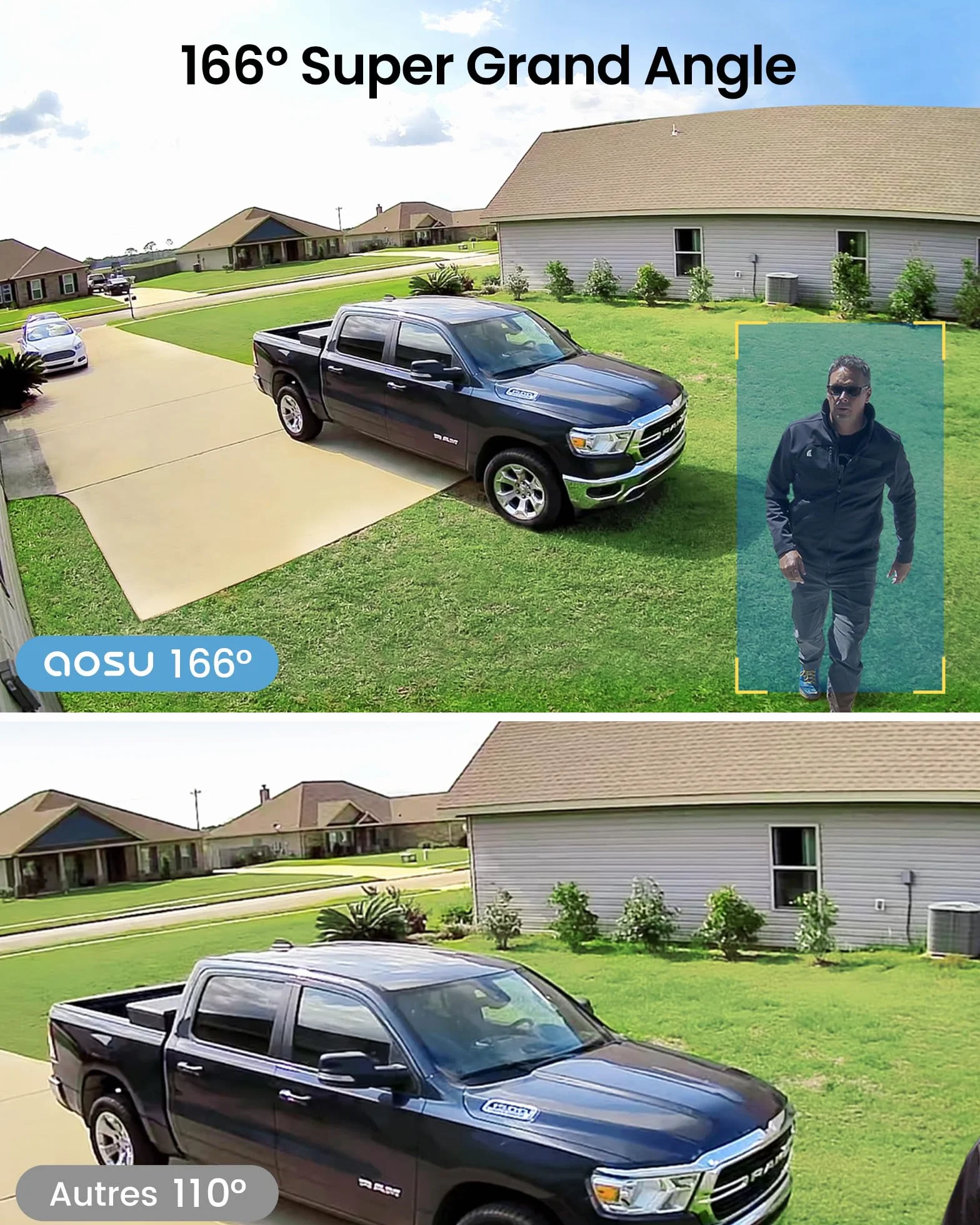 aosu 2K Caméra Surveillance WiFi Extérieure Intérieur sans Fil, 4 Cameras Kit avec aosuBase, sans Abonnement, Ultra Grand Angle, Autonomie Jusqu’à 240 Jours, Alerte Al Détection, Suivi Inter-Caméras