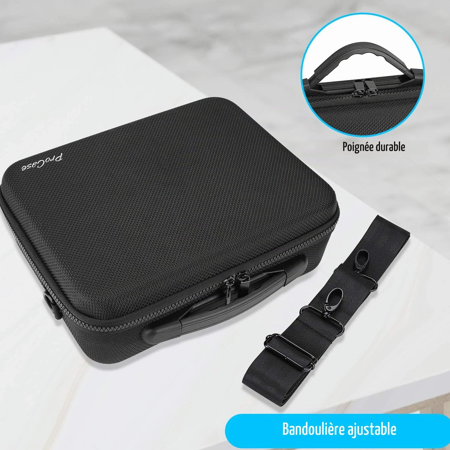 ProCase Étui Sac pour DJI Mini 4K/ Mini 2/ Mini 2 Fly/Mini 2 SE, Housse de Protection Étanche, Drone Sac de Voyage Coquille Dure pour DJI Mini 4K Accessiores -Noir