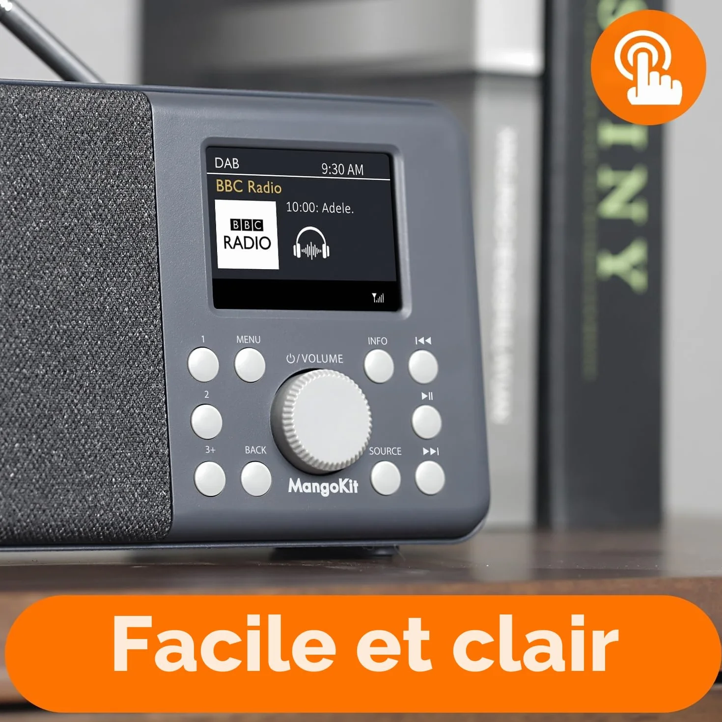 MD3 Radio Numérique Portable Dab/Dab+ et FM, Haut-Parleur Bluetooth, 40 Stations préréglées, alarmes et Horloge, Fonction Snooze, écran Couleur, Alimentation sur Piles ou sur Secteur-Charbon