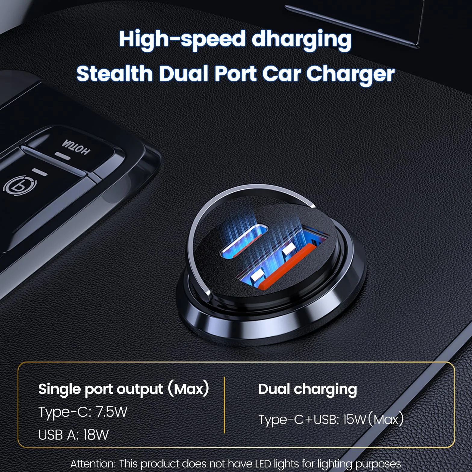 MOSWAG Allume Cigare USB C Adaptateur, 2 Ports Charge Rapide Chargeur Voiture with USB C USB A, QC3.0 Charge Rapide Chargeur Voiture