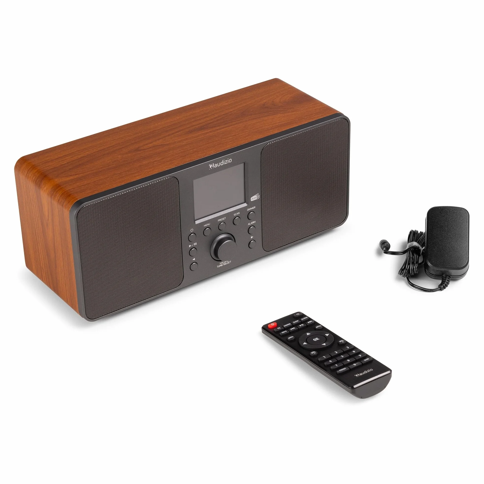 Audizio Genua Radio DAB+ Bluetooth 5.0 Gris Foncé Écran Couleur 2,8" Deux Haut-Parleurs Sortie Casque Port USB Télécommande