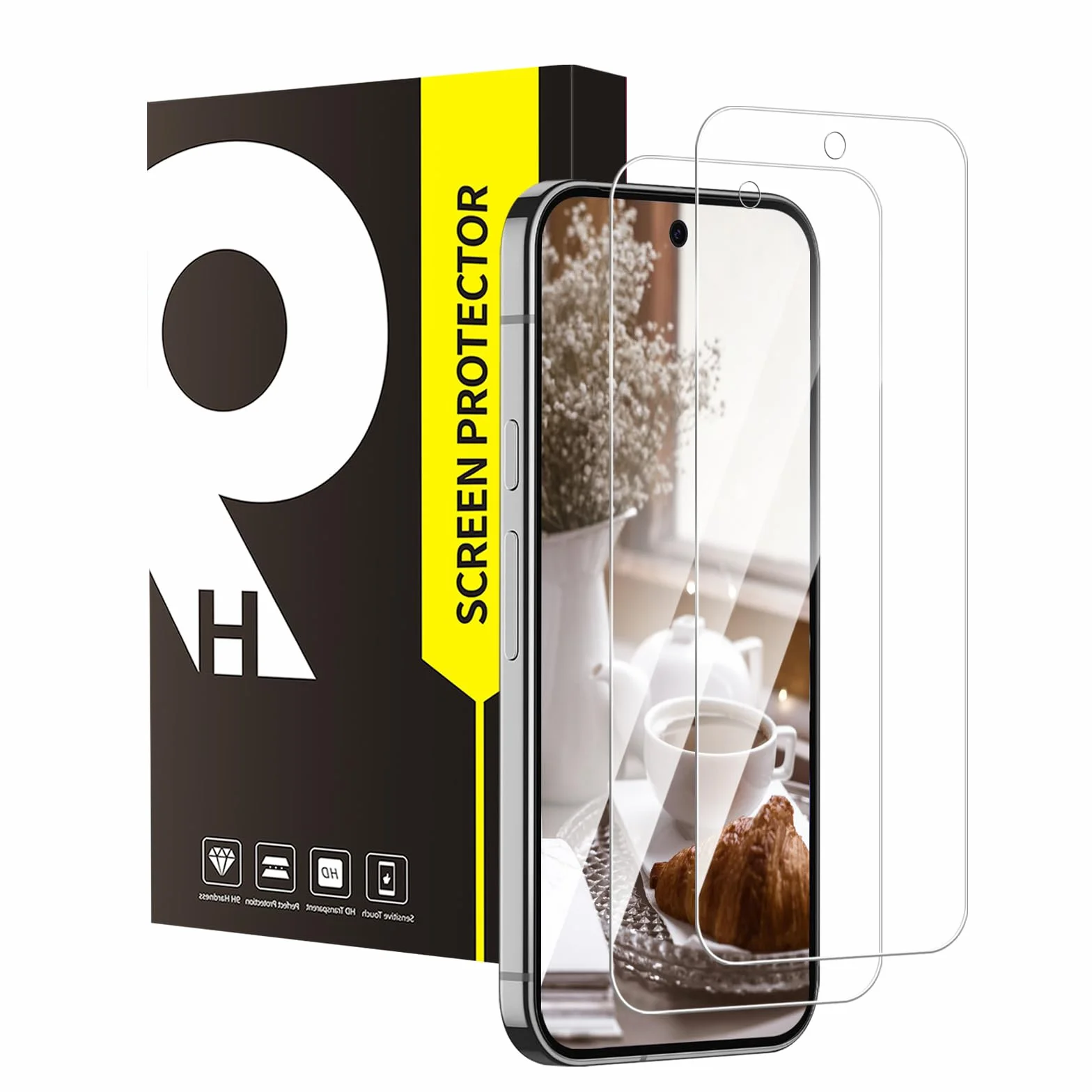 Cable Leader Verre Trempé pour Google Pixel 9 5G, pas de bulles protection écran, Dureté 9H, Couverture 2.5D, Anti-huile, Sensible au Toucher, 0.33mm Transparent HD Pixel 9 vitre protection-2 pièces