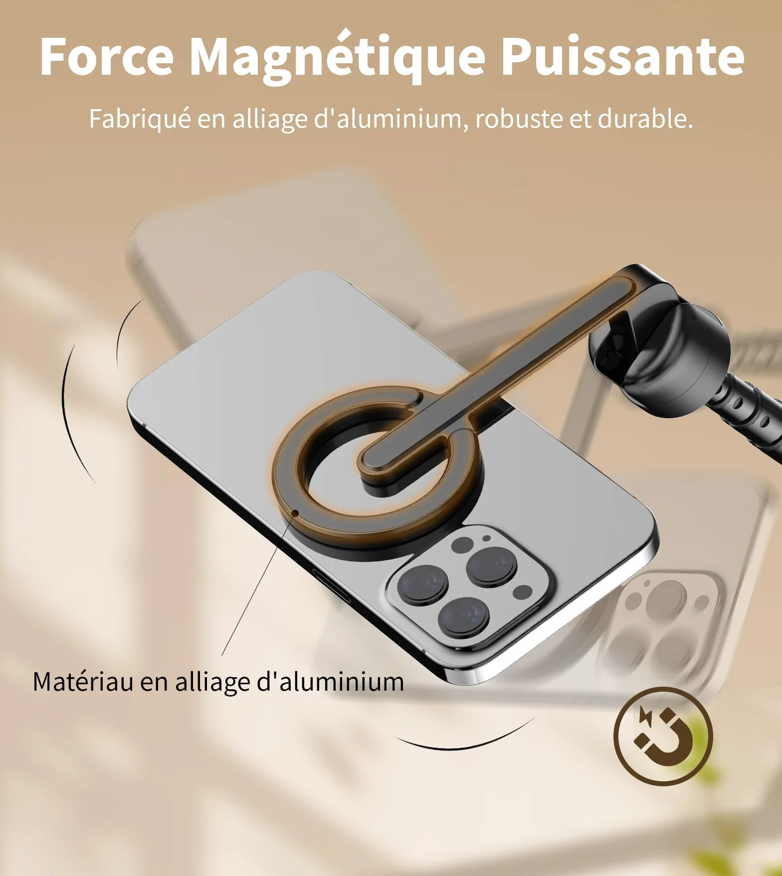 TONEOF 173cm Perche Selfie Magnétique Trépied,Fixations en Aluminium pour Magsafe, Rotatif à 360°,Trépied Voyage Rétractable avec Anneau Métallique&Télécommande,Têtes de Trépieds pour Téléphones-Noir