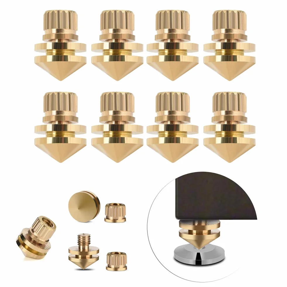 VBESTLIFE 8 pièces en Laiton Pointes de Haut-Parleur, Pointes de Boxe de Choc pour l'amplificateur de Haut-Parleur d'équipement HiFi