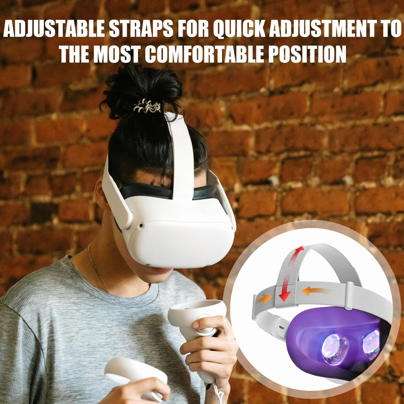 Sangle de Tête pour Oculus Quest 2 Casque VR Réglable Accessoire Compatible Meta Quest 2