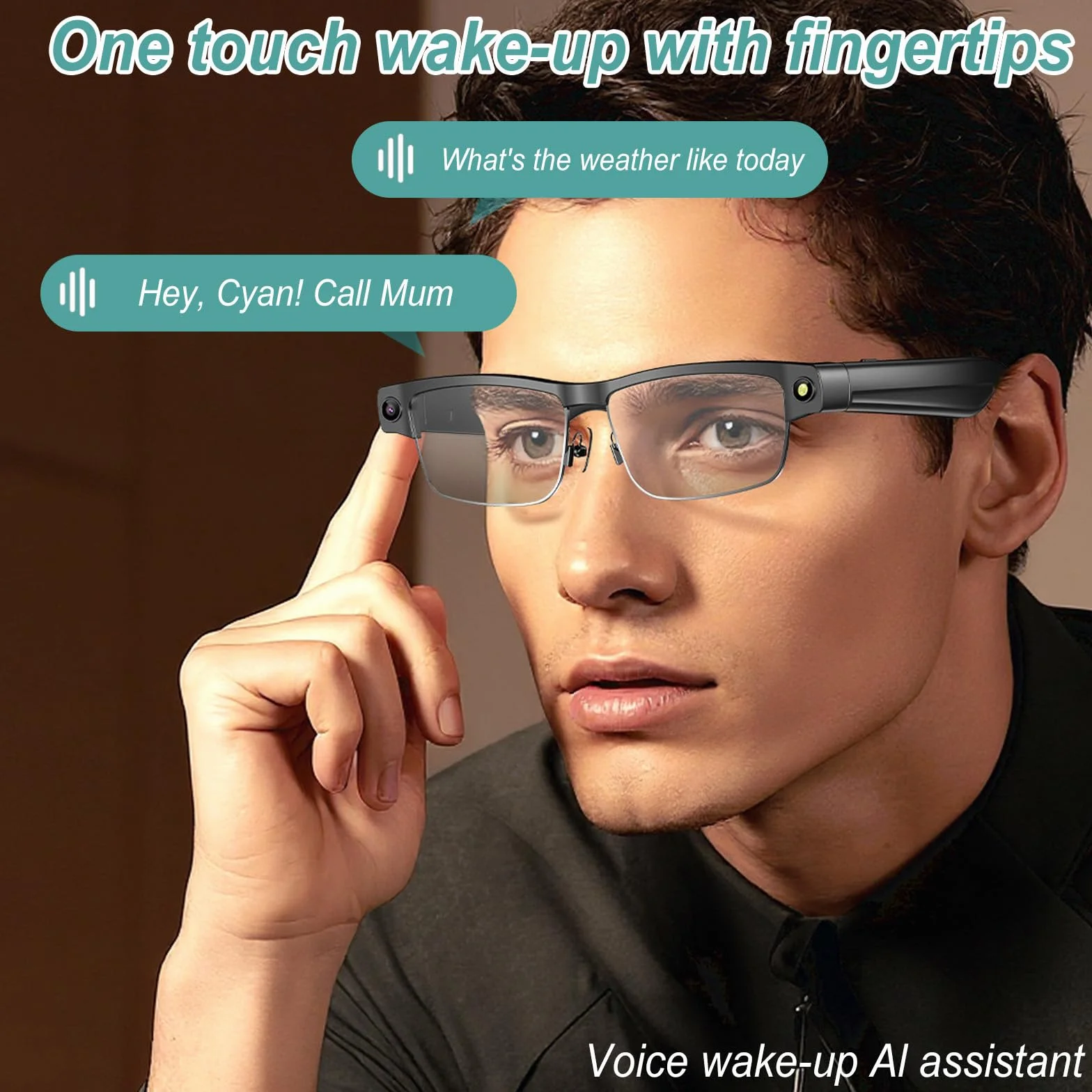 Lunettes AI Smart Camera, 4K 800 W Lunette Camera HD avec Assistant IA pour Traduction en Temps Réel, Traduction Simultanée Identification d'objet GPT lentilles photochromiques, Lunettes Connectées