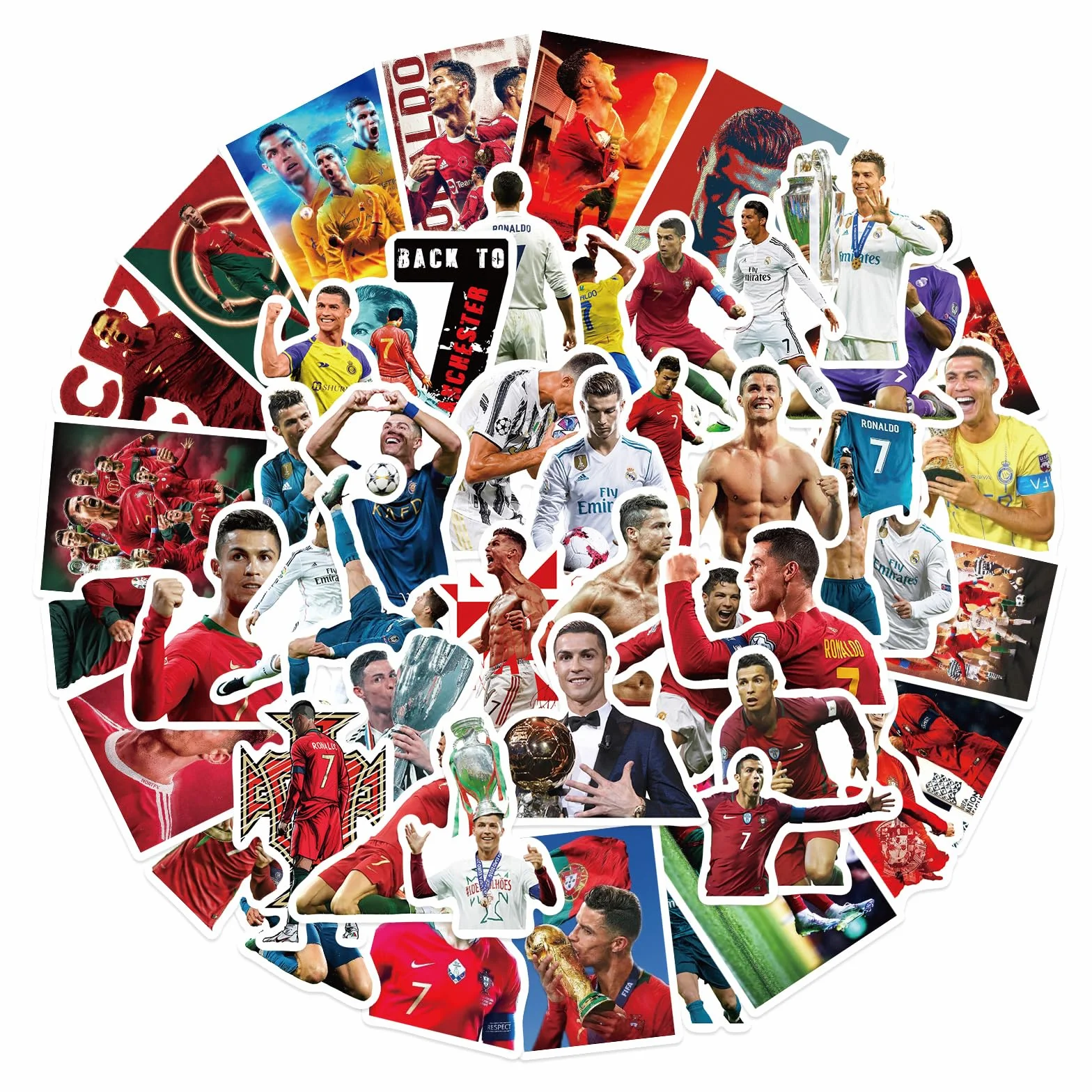 Autocollants Cristiano Ronaldo Vinyle Imperméables Lot de 50 Stickers Football