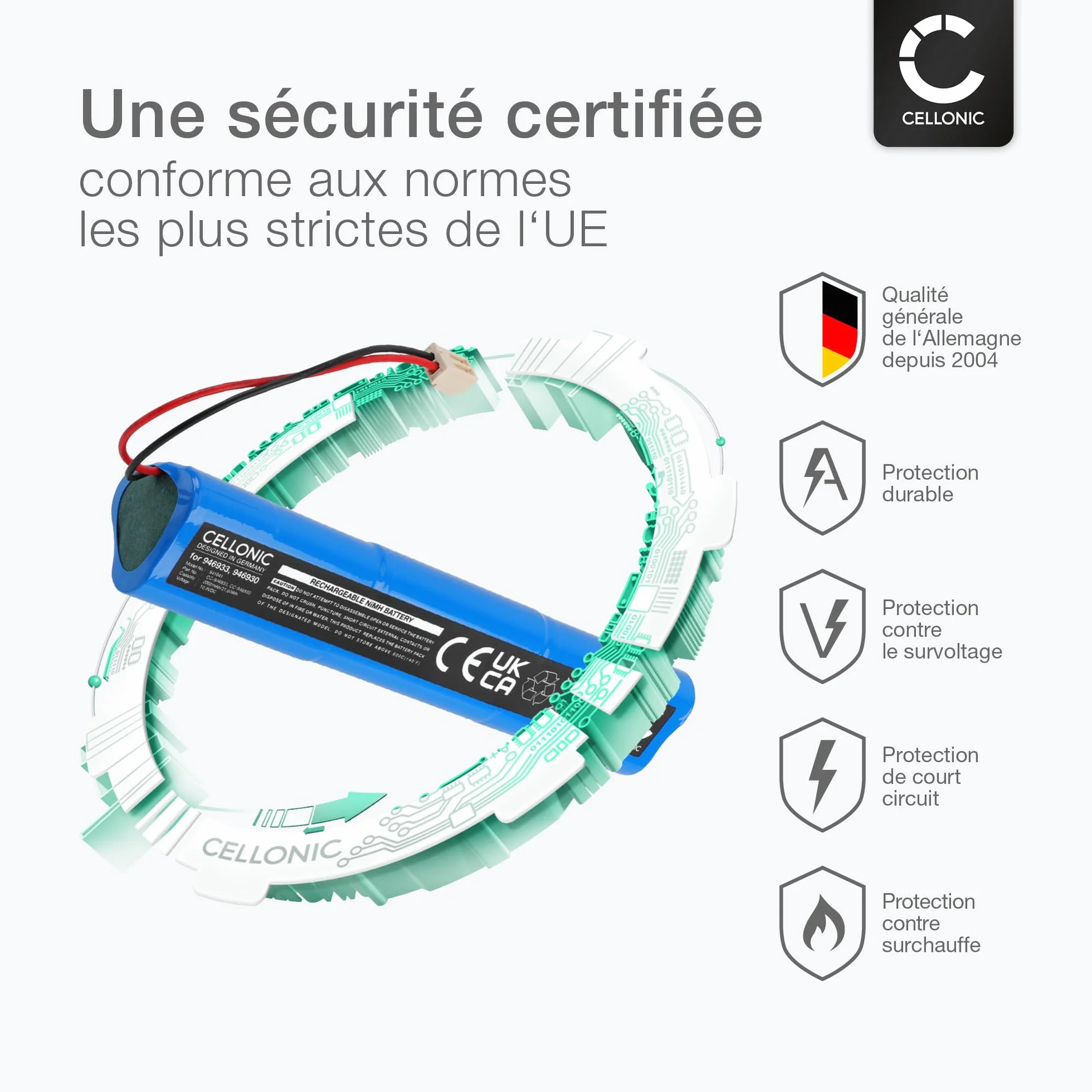 CELLONIC 1x Batterie pour Domotique/Smart Home Compatible avec Velux SSL 946933, Solar Shutter Motor, 946933 - (2000mAh, 10.8V)
