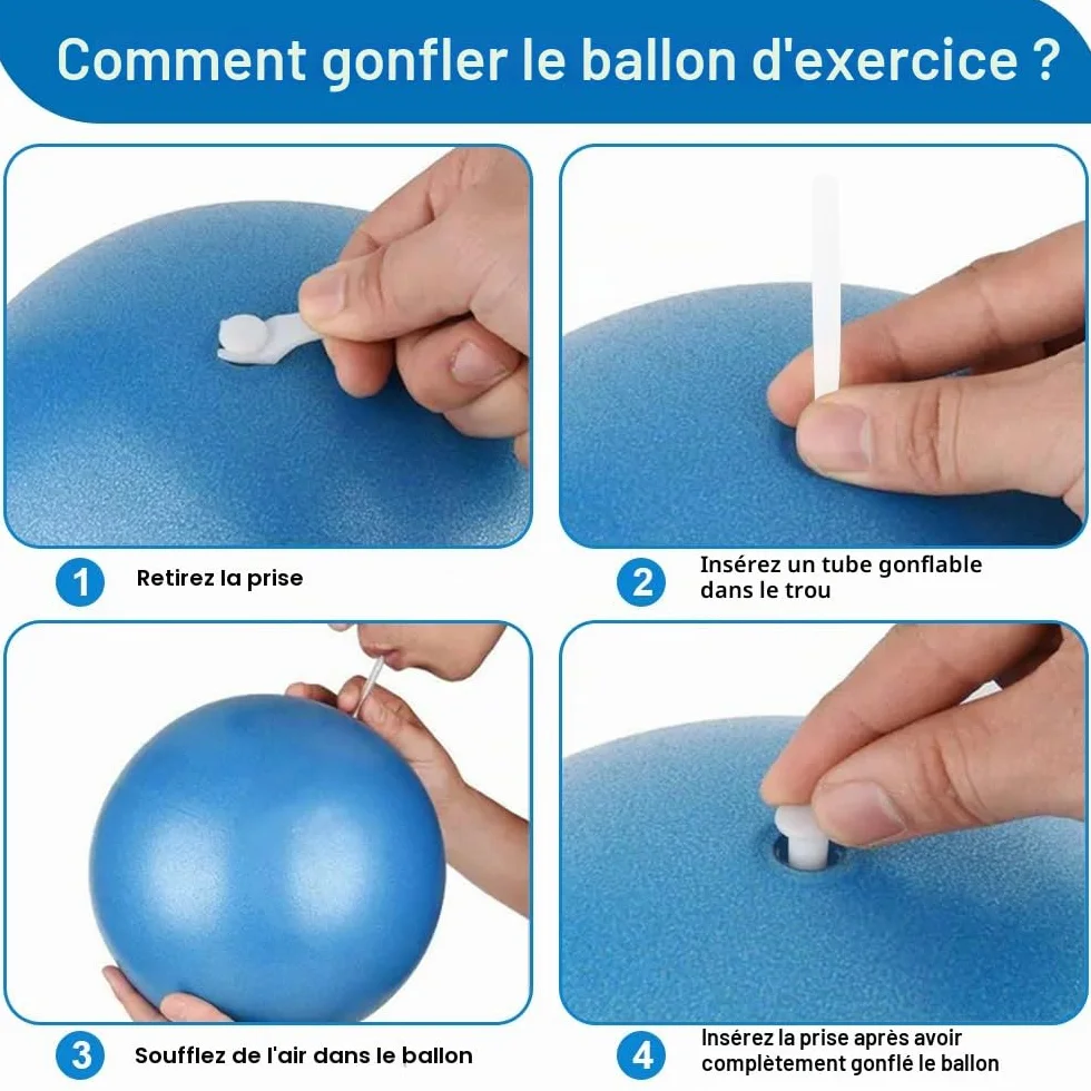 HIKPACKER Lot de 3 ballons de gymnastique et Pilates 20 cm avec paille gonflable