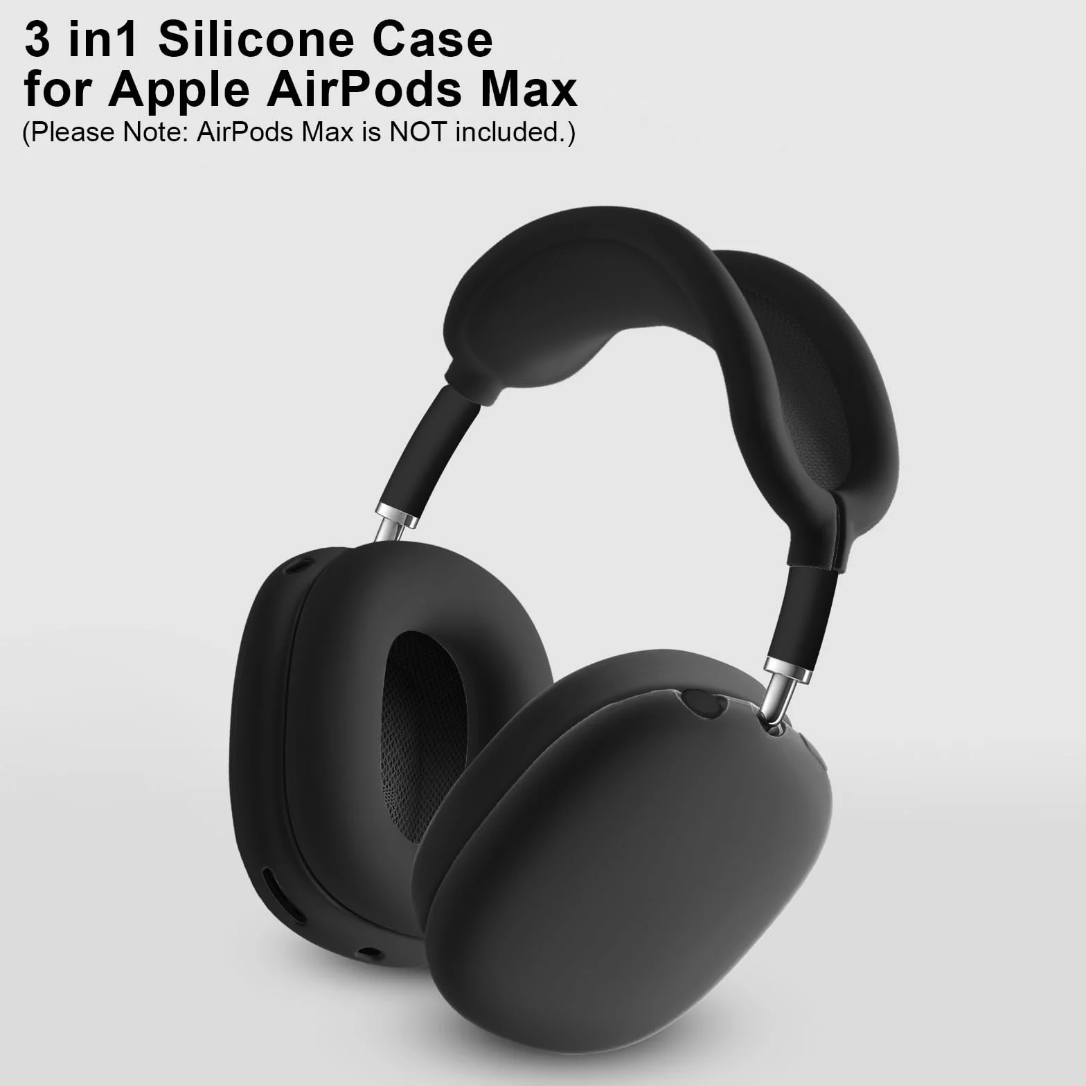 Ainiv Coque de Protection Compatible avec Airpods Max, Protège Les Ecouteurs Contre Les Rayures et Les Dommages, Coque de Protection en Silicone Souple Housse Accessoire pour AirPods Max Casque-Noir | Coussinets d'oreille et couvre-bandeau